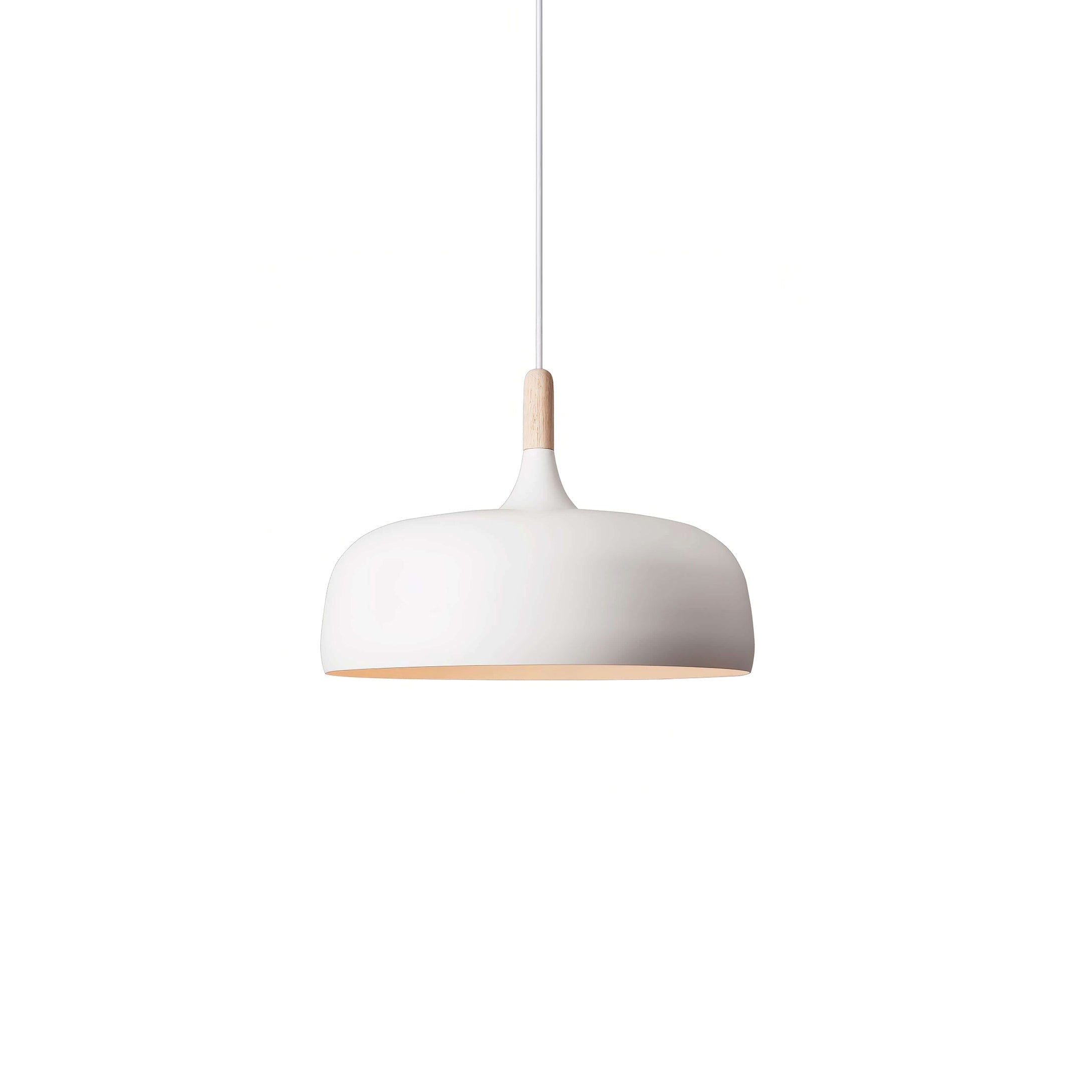 Lustra Pendant Lamp White Shade Wood-Neutral Decor