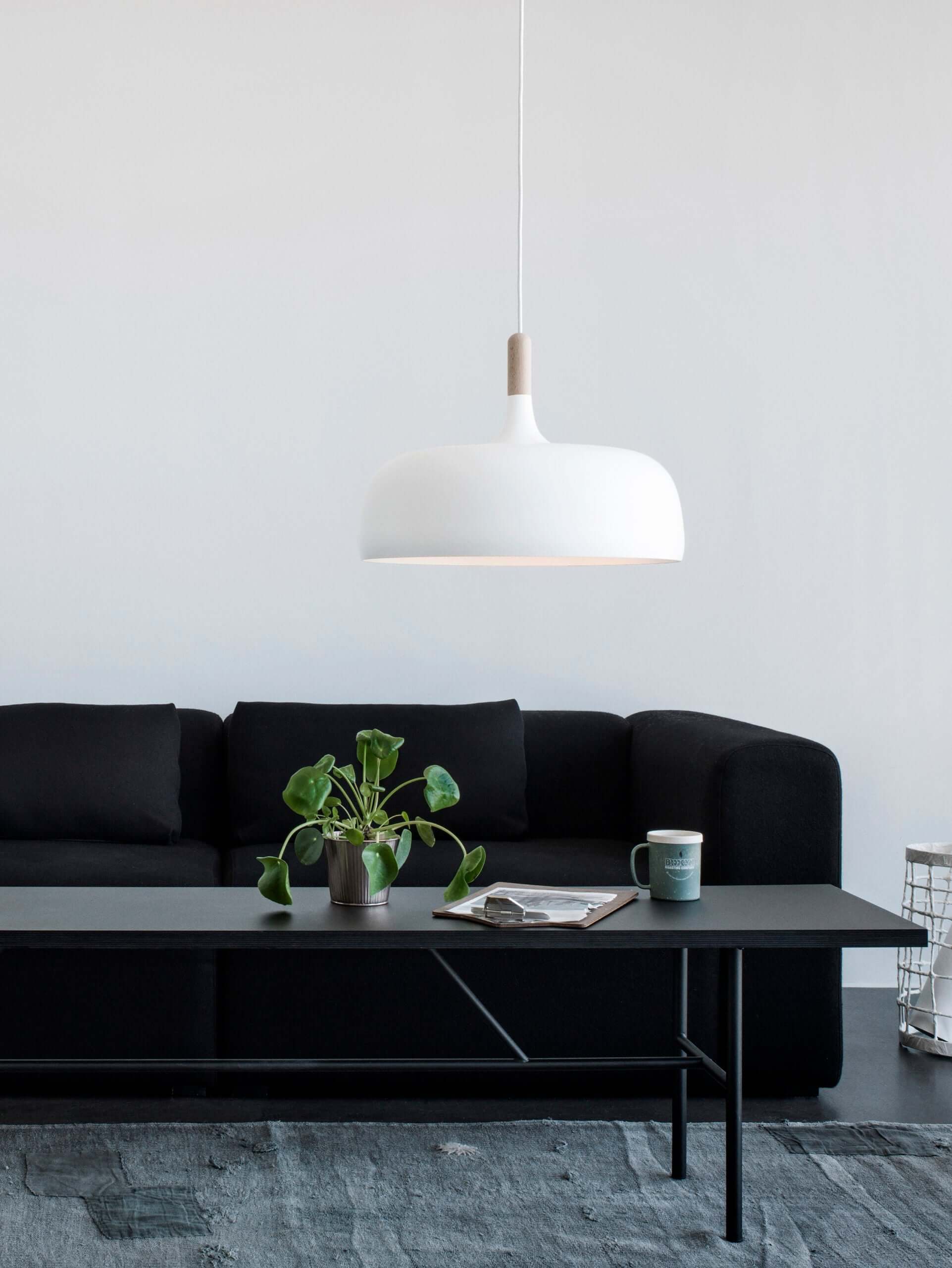 Lustra Pendant Lamp White Shade Wood-Neutral Decor