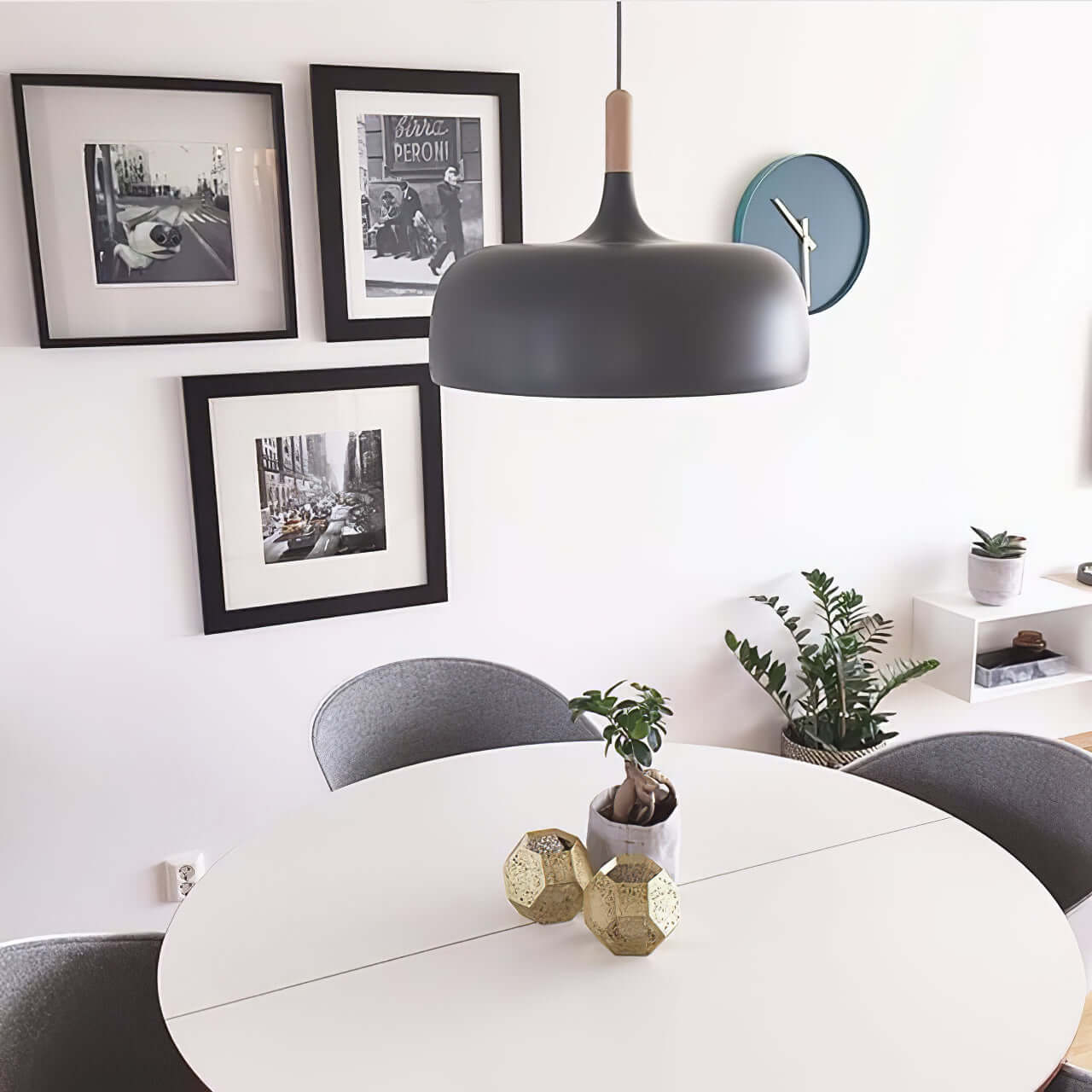 Lustra Pendant Lamp White Shade Wood-Neutral Decor