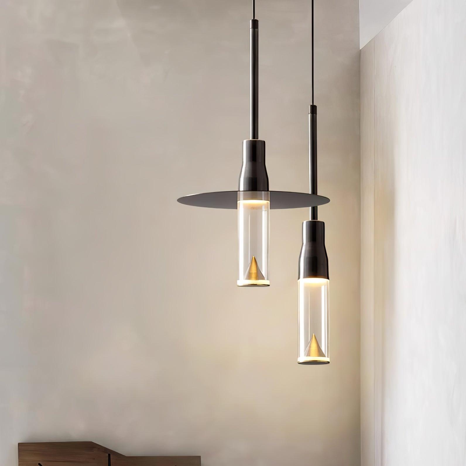 Lominex Pendant Lamp Acrylic Hat Plate Chrome Modern-Neutral Decor