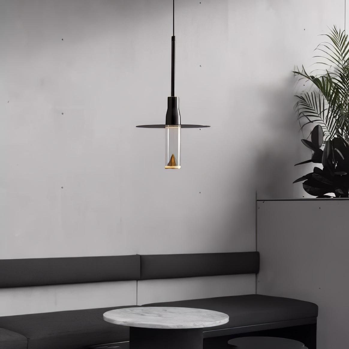 Lominex Pendant Lamp Acrylic Hat Plate Chrome Modern-Neutral Decor