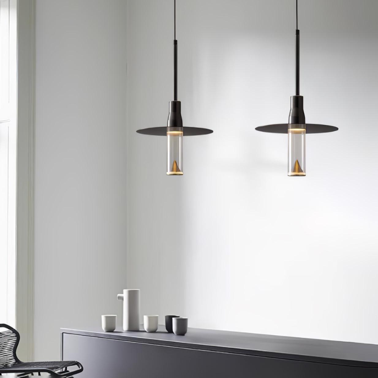 Lominex Pendant Lamp Acrylic Hat Plate Chrome Modern-Neutral Decor