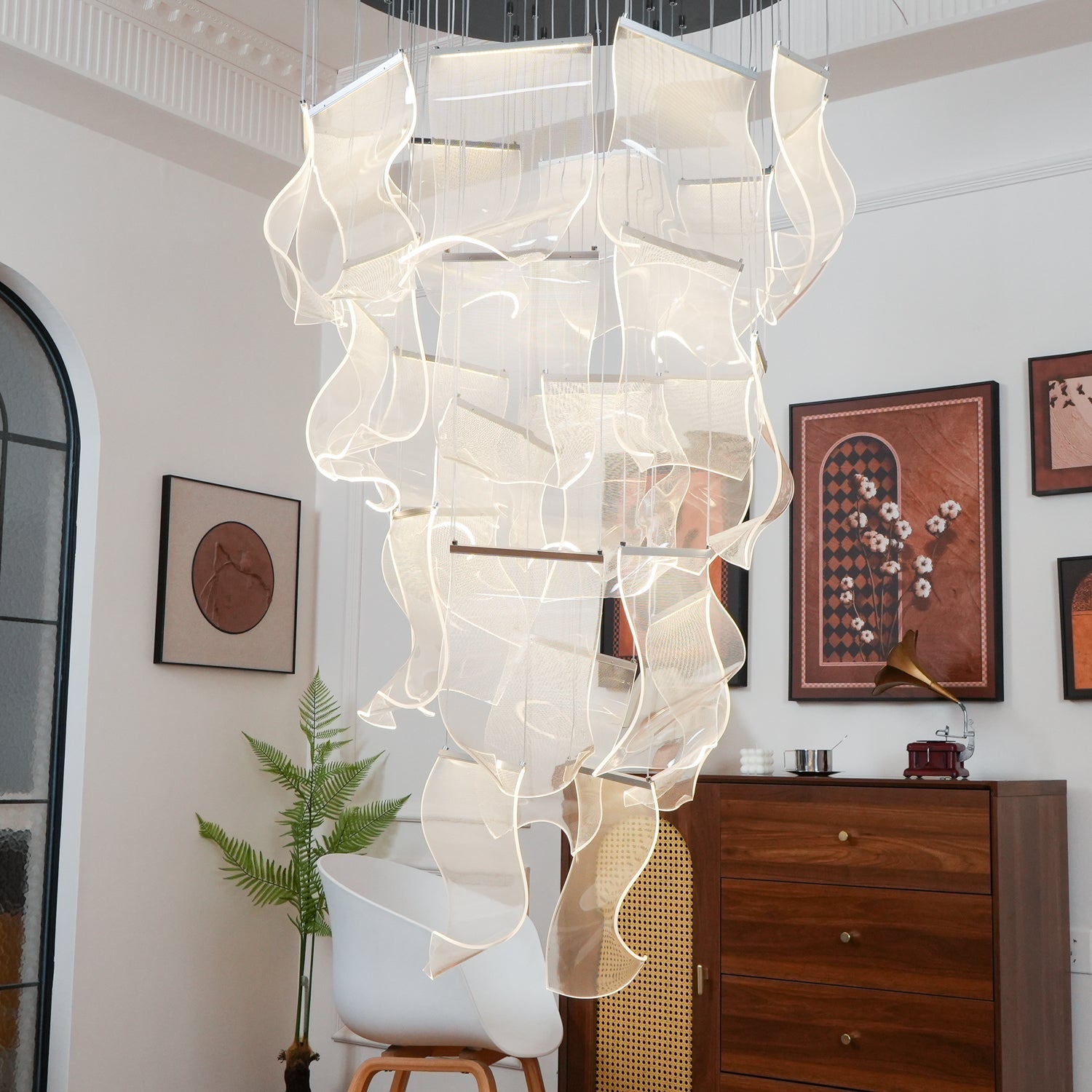 Lustra Chandelier Acrylic LED Abstract Floating-Neutral Decor