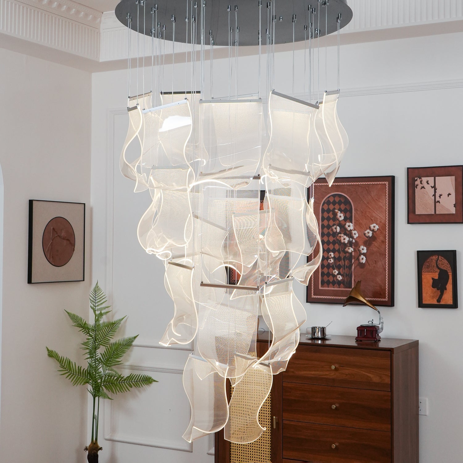 Lustra Chandelier Acrylic LED Abstract Floating-Neutral Decor