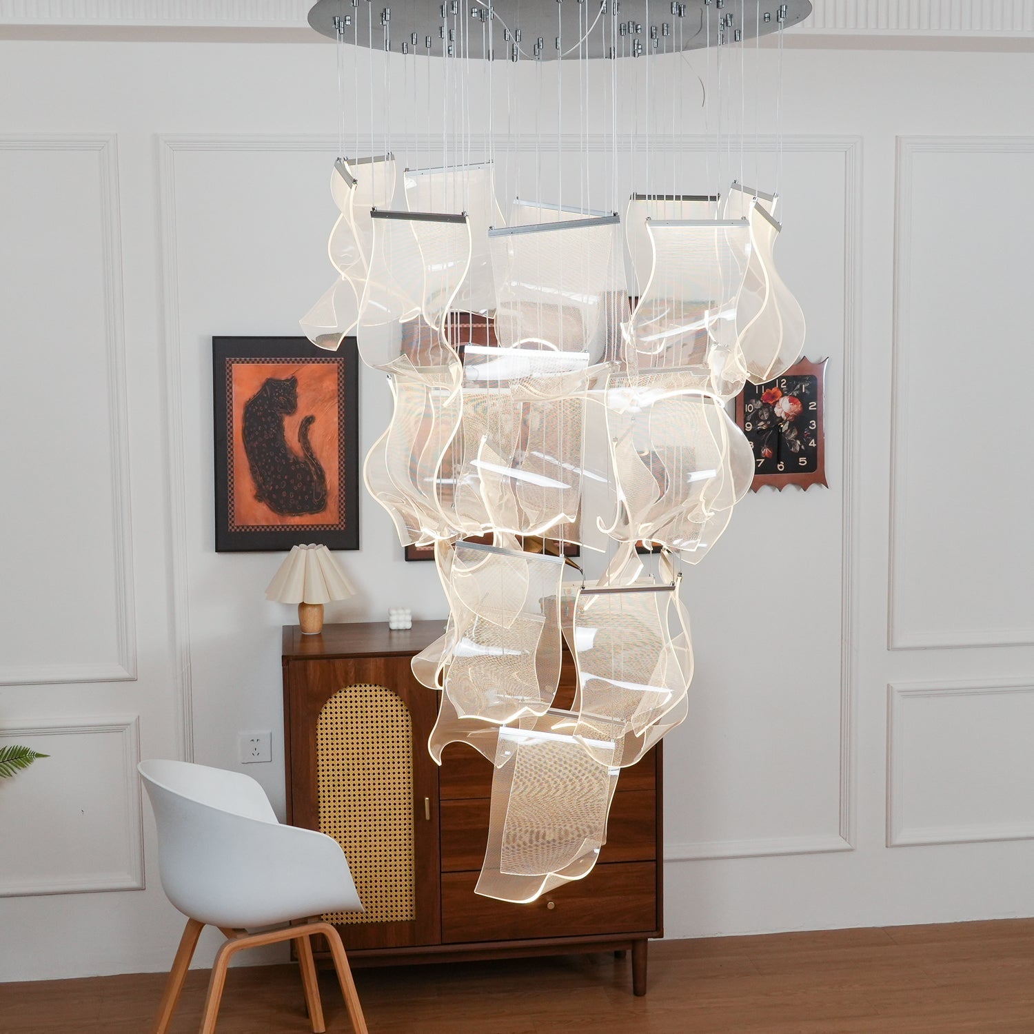 Lustra Chandelier Acrylic LED Abstract Floating-Neutral Decor