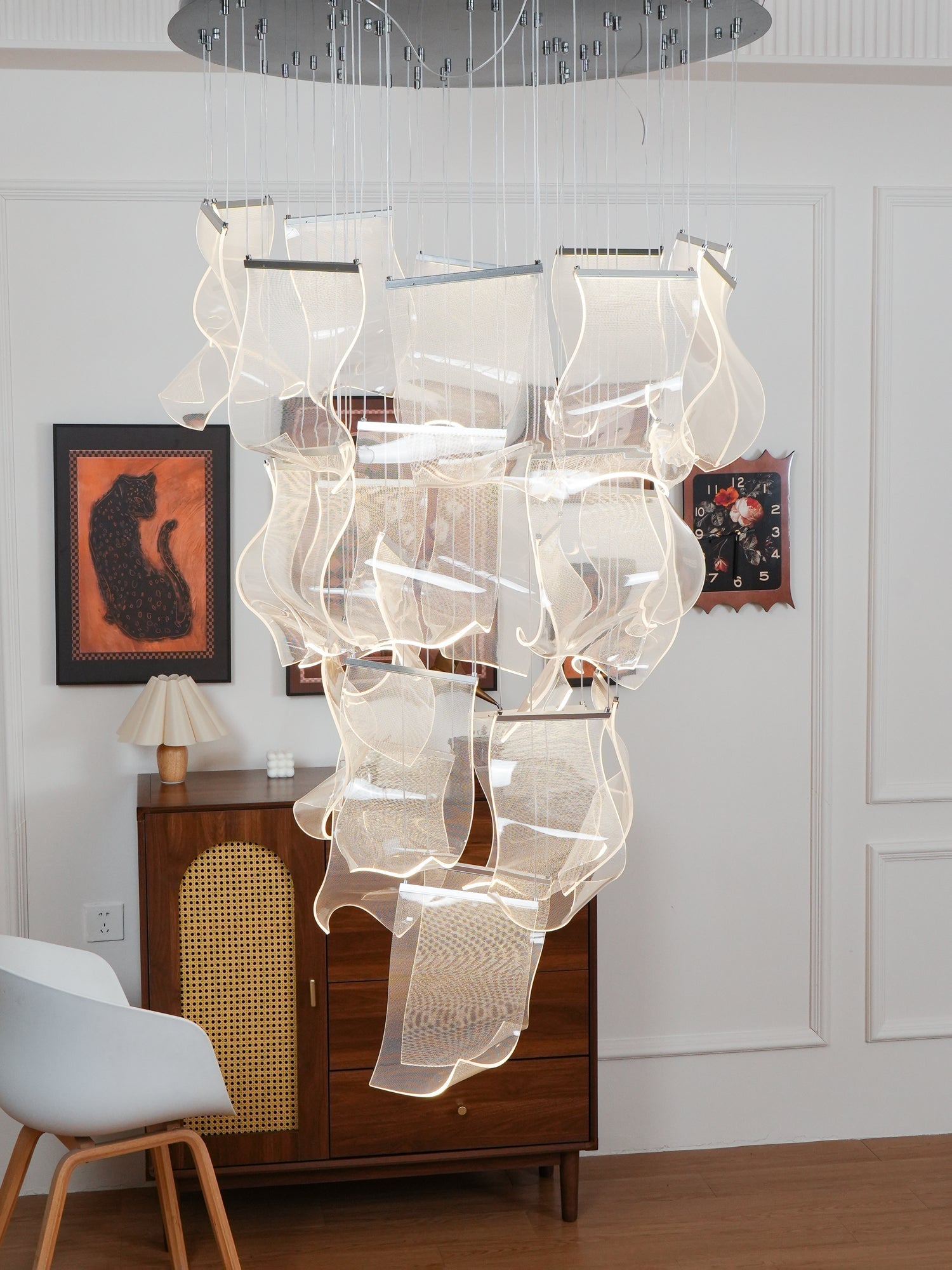Lustra Chandelier Acrylic LED Abstract Floating-Neutral Decor
