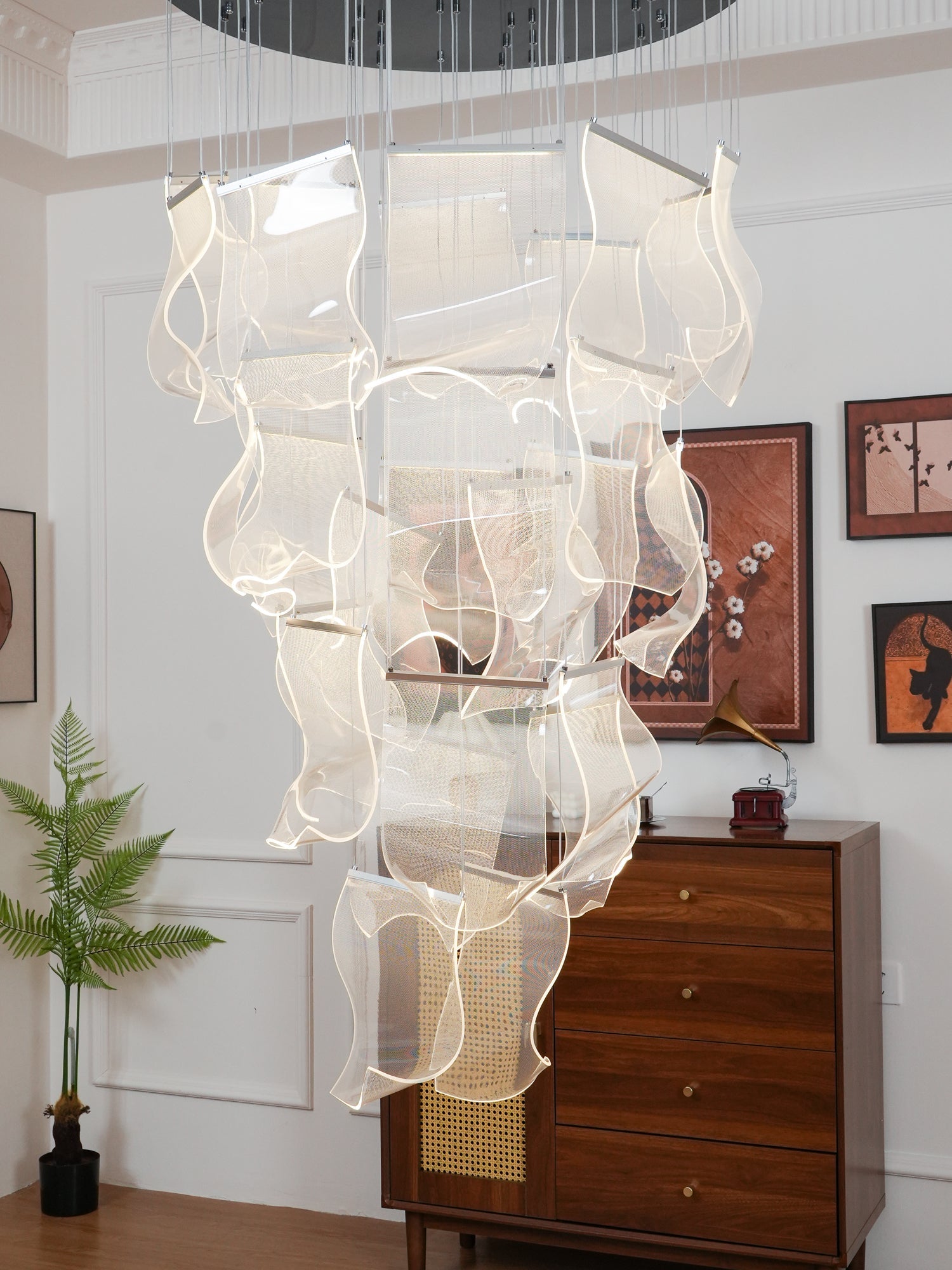Lustra Chandelier Acrylic LED Abstract Floating-Neutral Decor