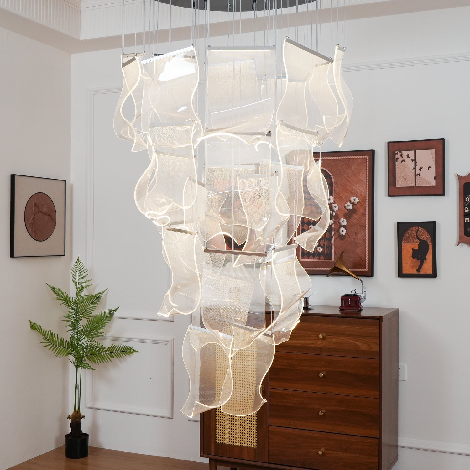 Lustra Chandelier Acrylic LED Abstract Floating-Neutral Decor
