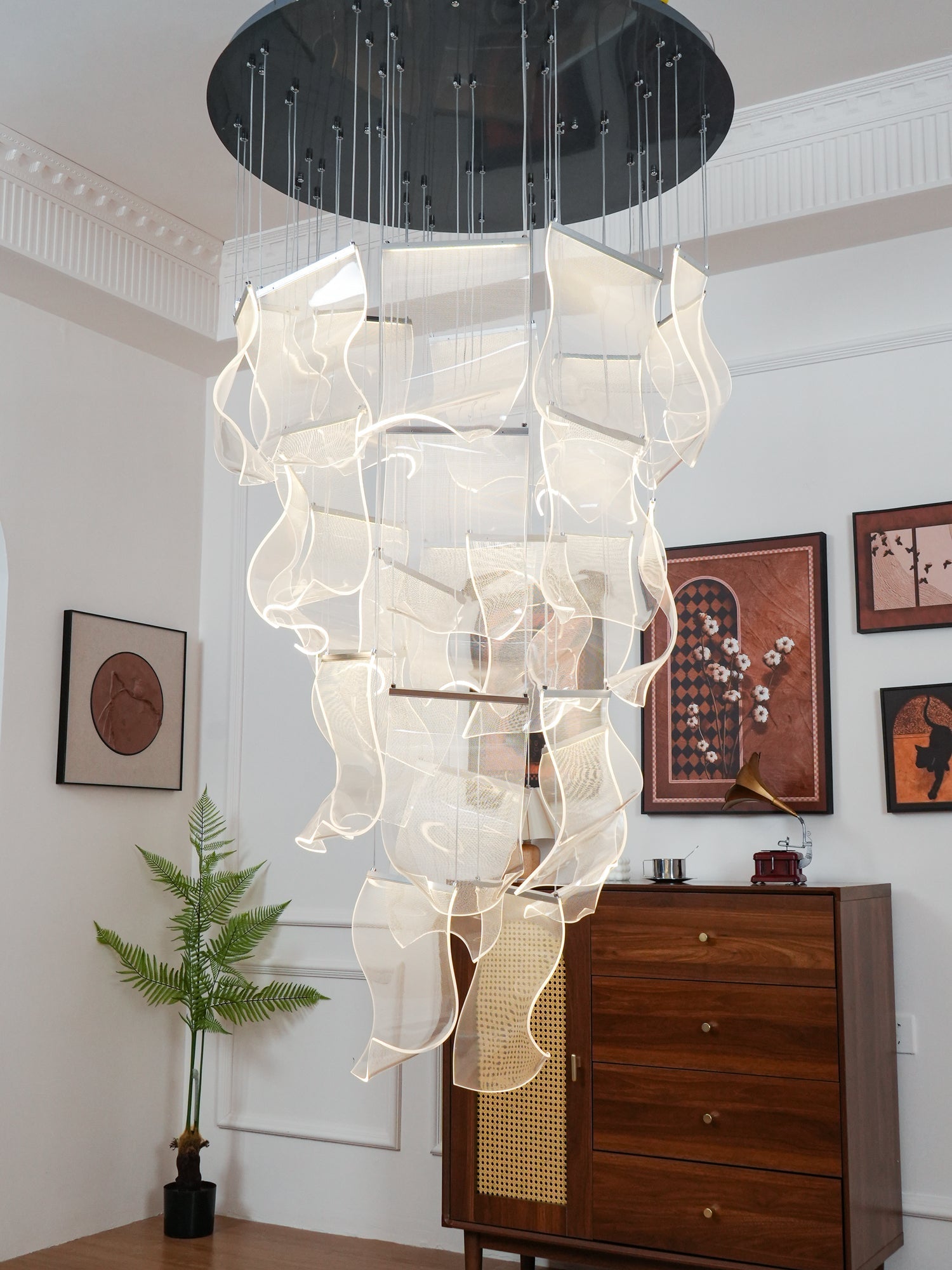 Lustra Chandelier Acrylic LED Abstract Floating-Neutral Decor