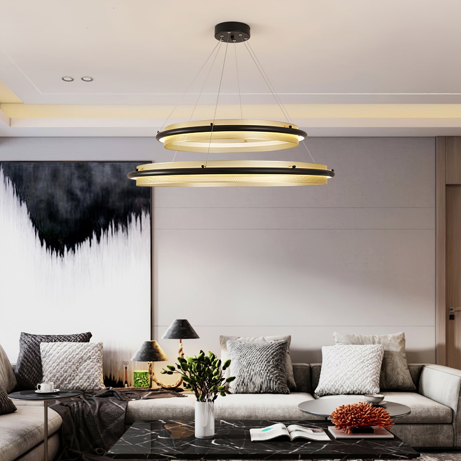Erveliel Modern Minimalist LED Round Chandelier-Neutral Decor