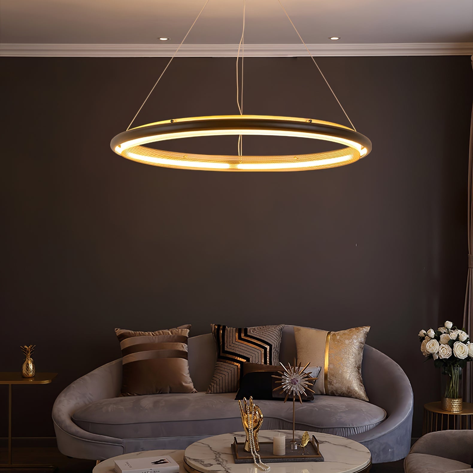 Erveliel Modern Minimalist LED Round Chandelier-Neutral Decor
