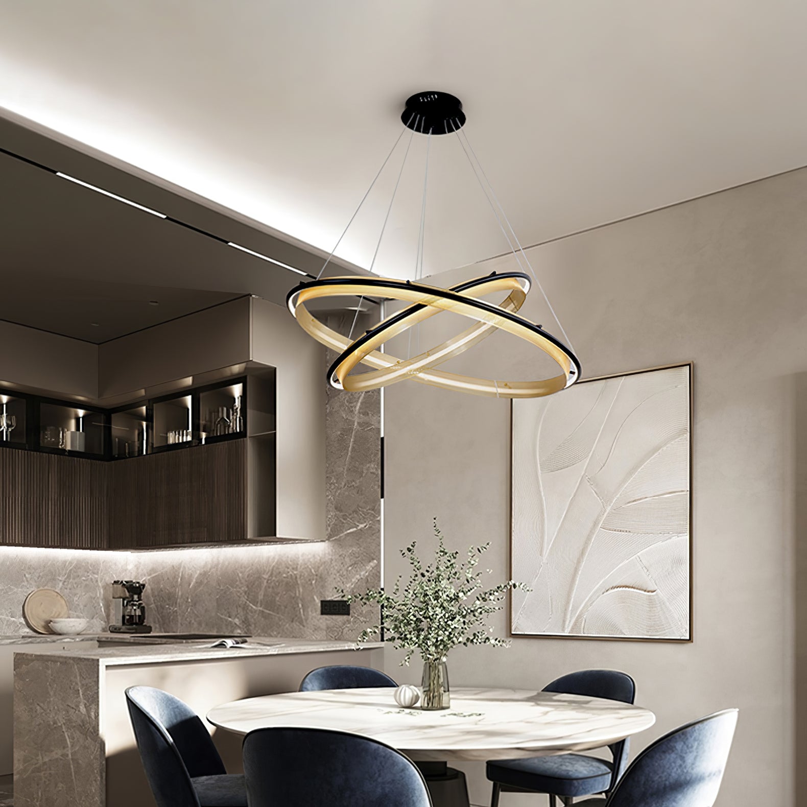 Erveliel Modern Minimalist LED Round Chandelier-Neutral Decor