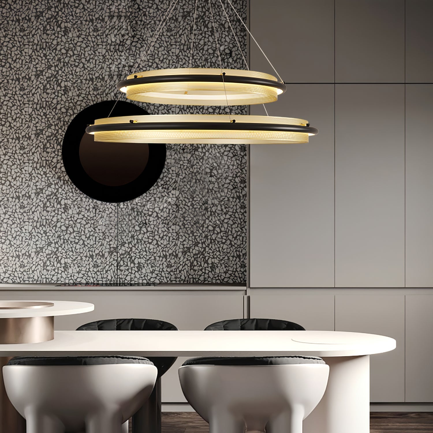 Erveliel Modern Minimalist LED Round Chandelier-Neutral Decor