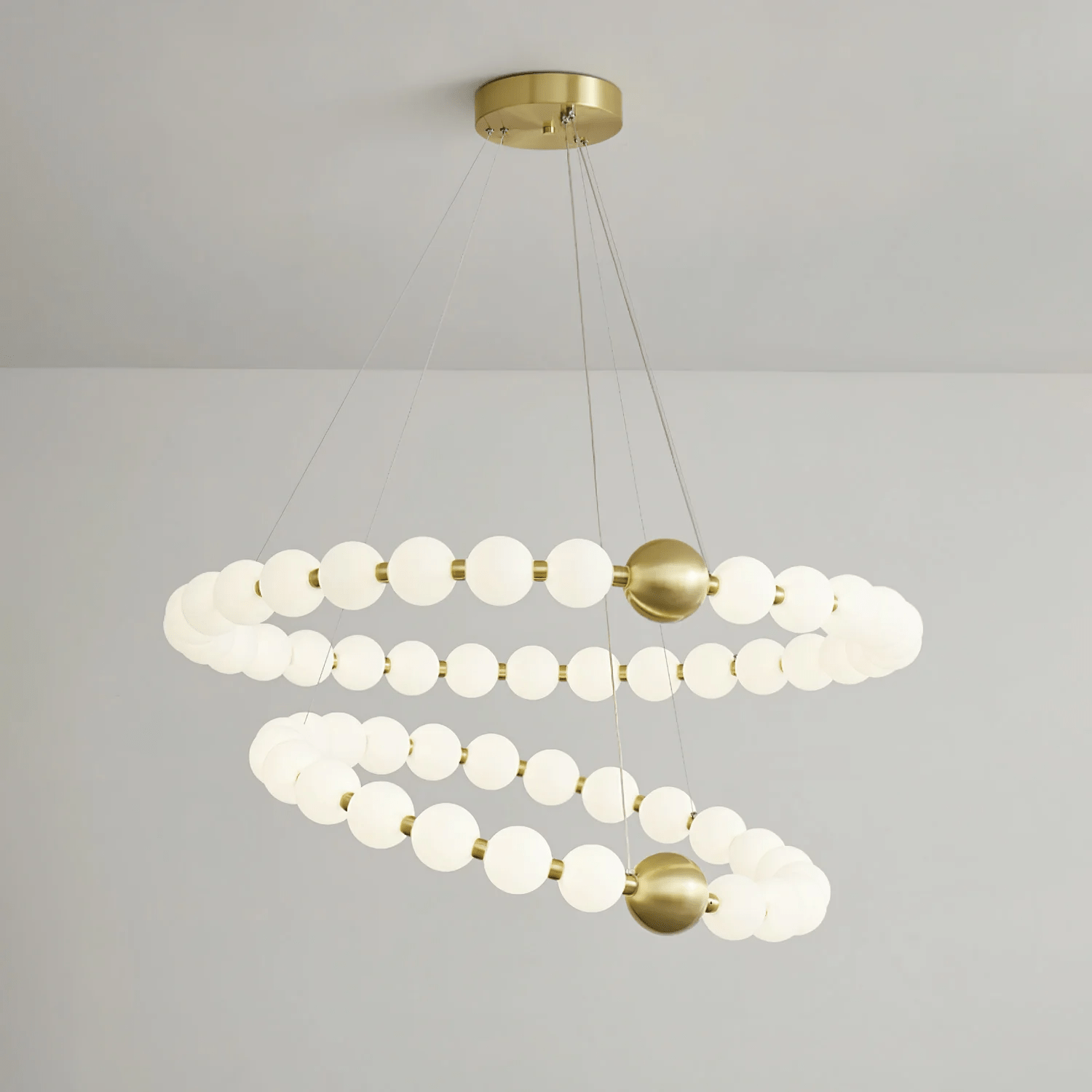 Hevrin Elegance Art Pearls Plastic Chandelier-Neutral Decor