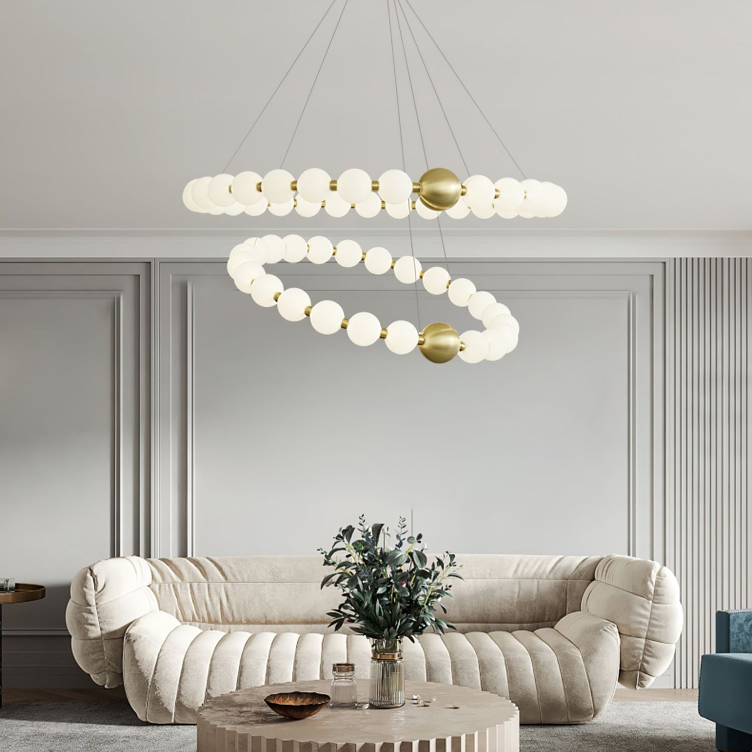 Hevrin Elegance Art Pearls Plastic Chandelier-Neutral Decor