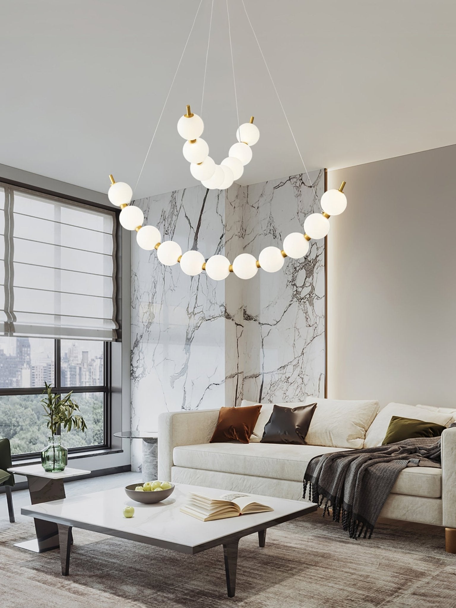 Hevrin Elegance Art Pearls Plastic Chandelier-Neutral Decor