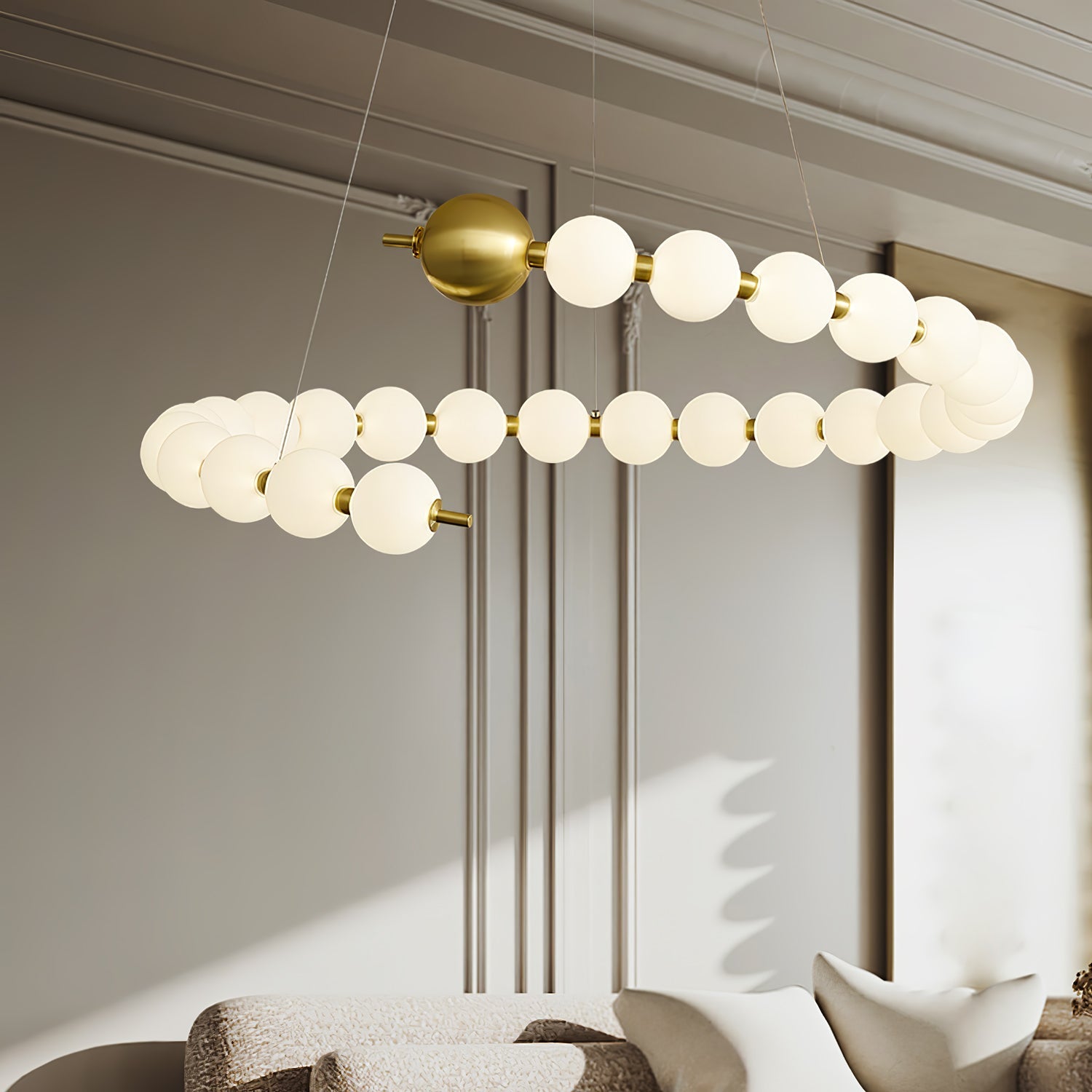 Hevrin Elegance Art Pearls Plastic Chandelier-Neutral Decor