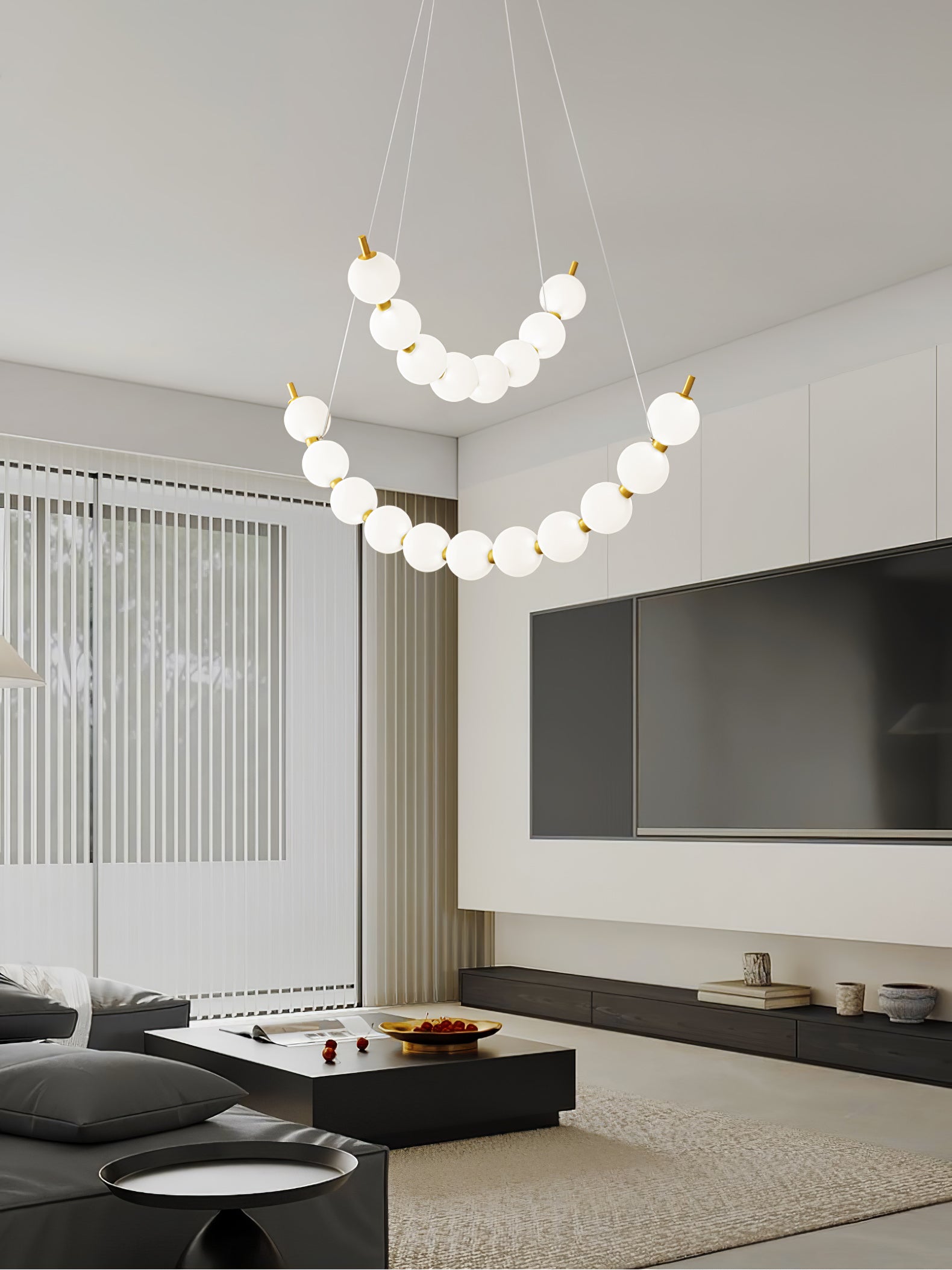 Hevrin Elegance Art Pearls Plastic Chandelier-Neutral Decor