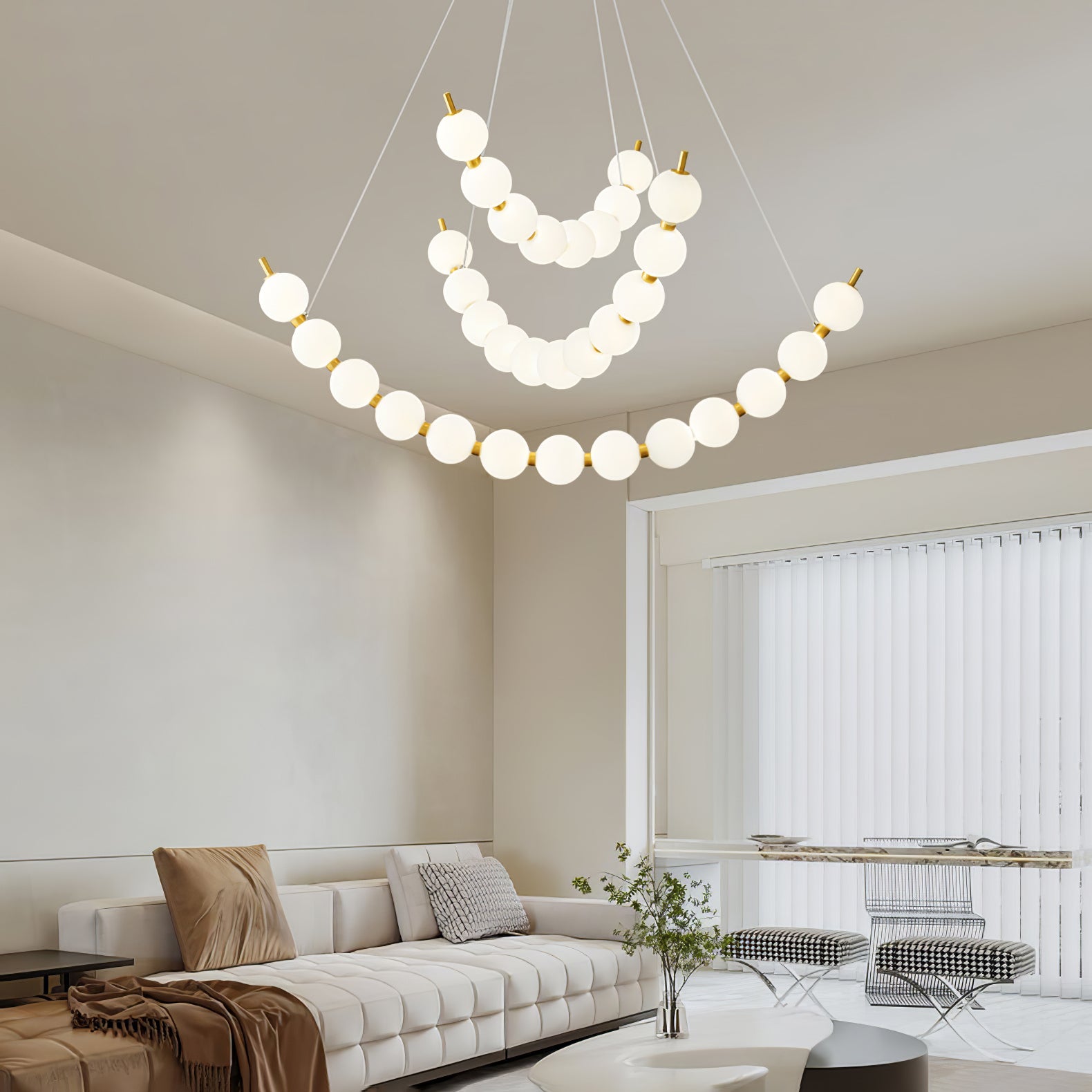 Hevrin Elegance Art Pearls Plastic Chandelier-Neutral Decor