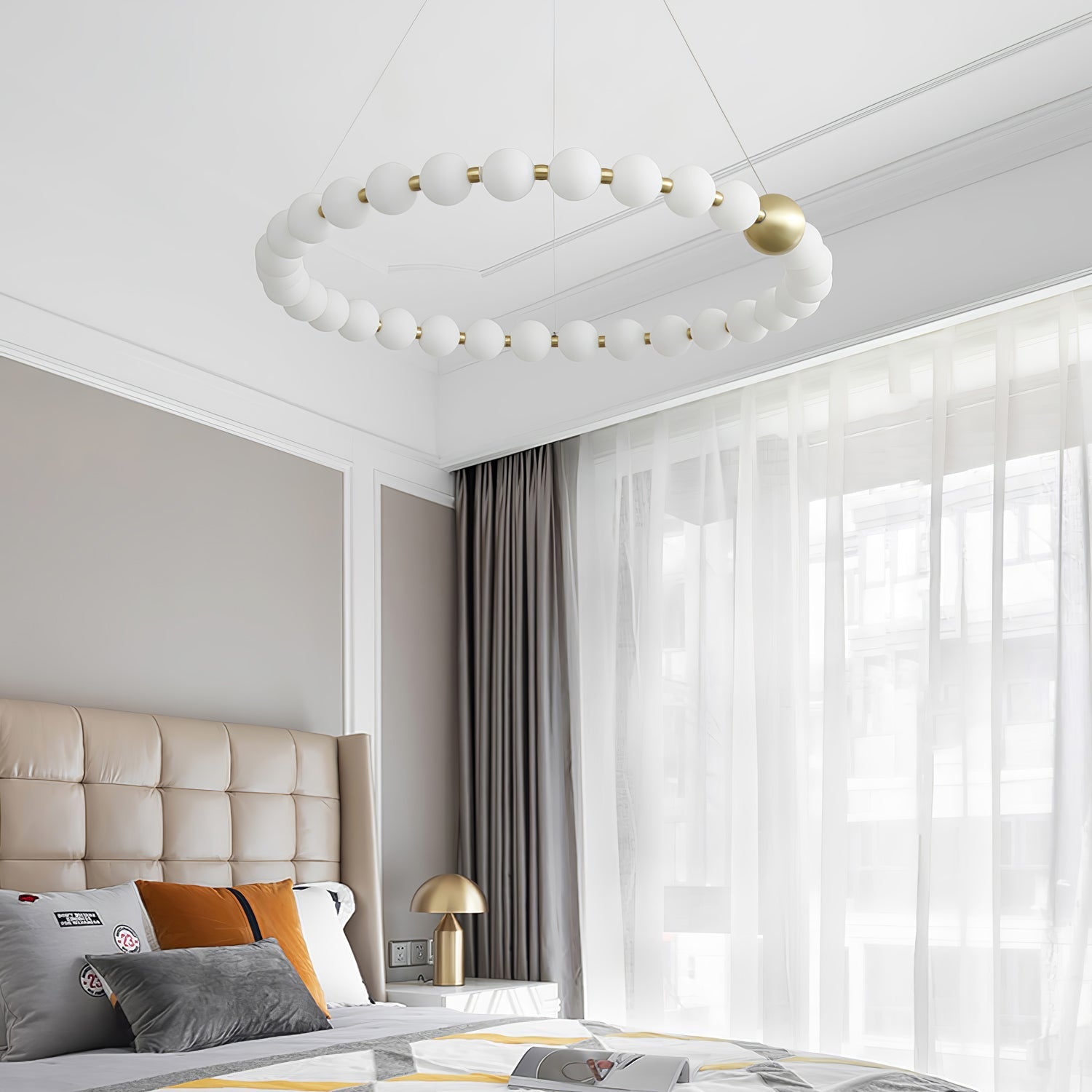 Hevrin Elegance Art Pearls Plastic Chandelier-Neutral Decor