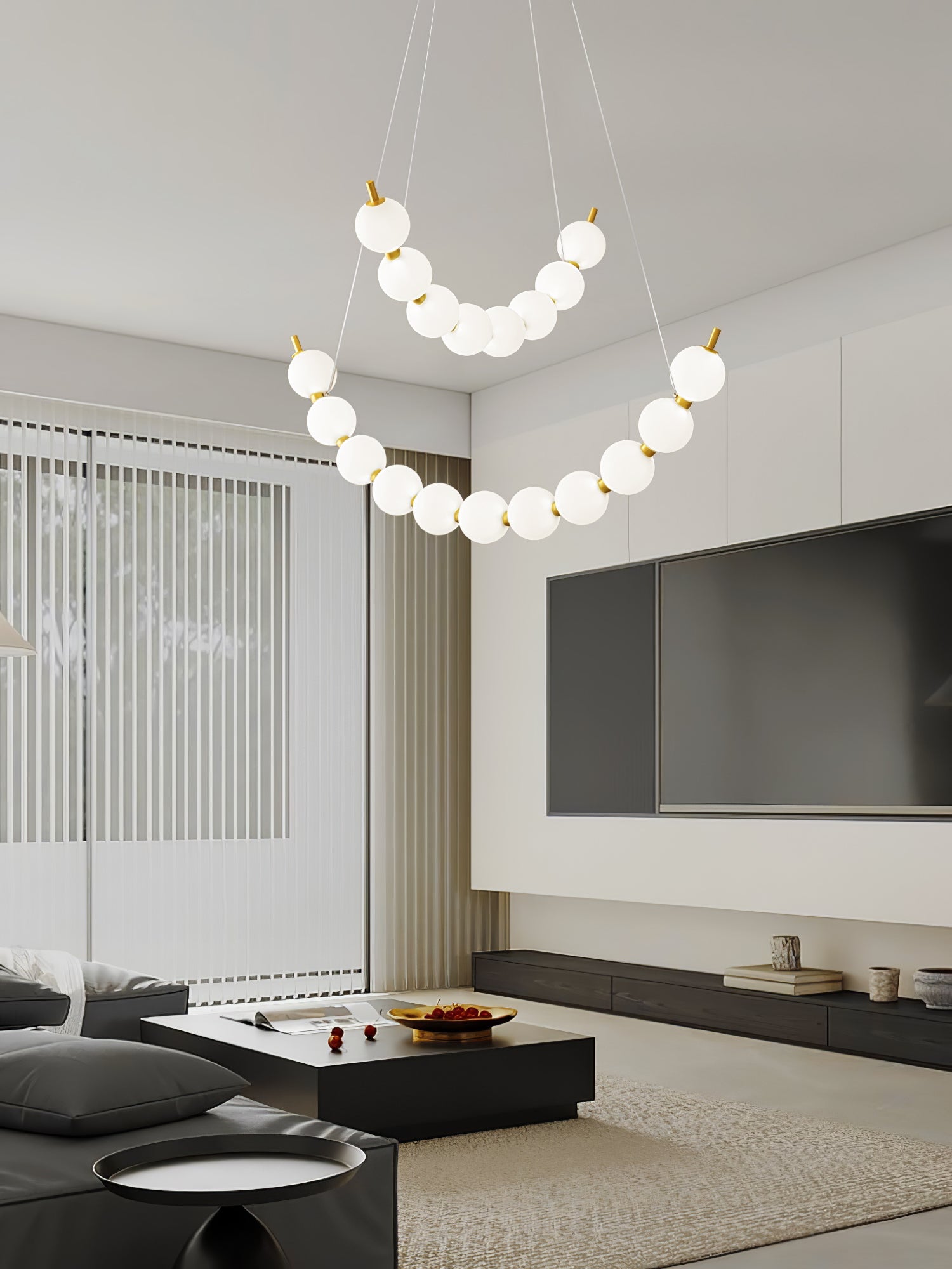 Hevrin Elegance Art Pearls Plastic Chandelier-Neutral Decor