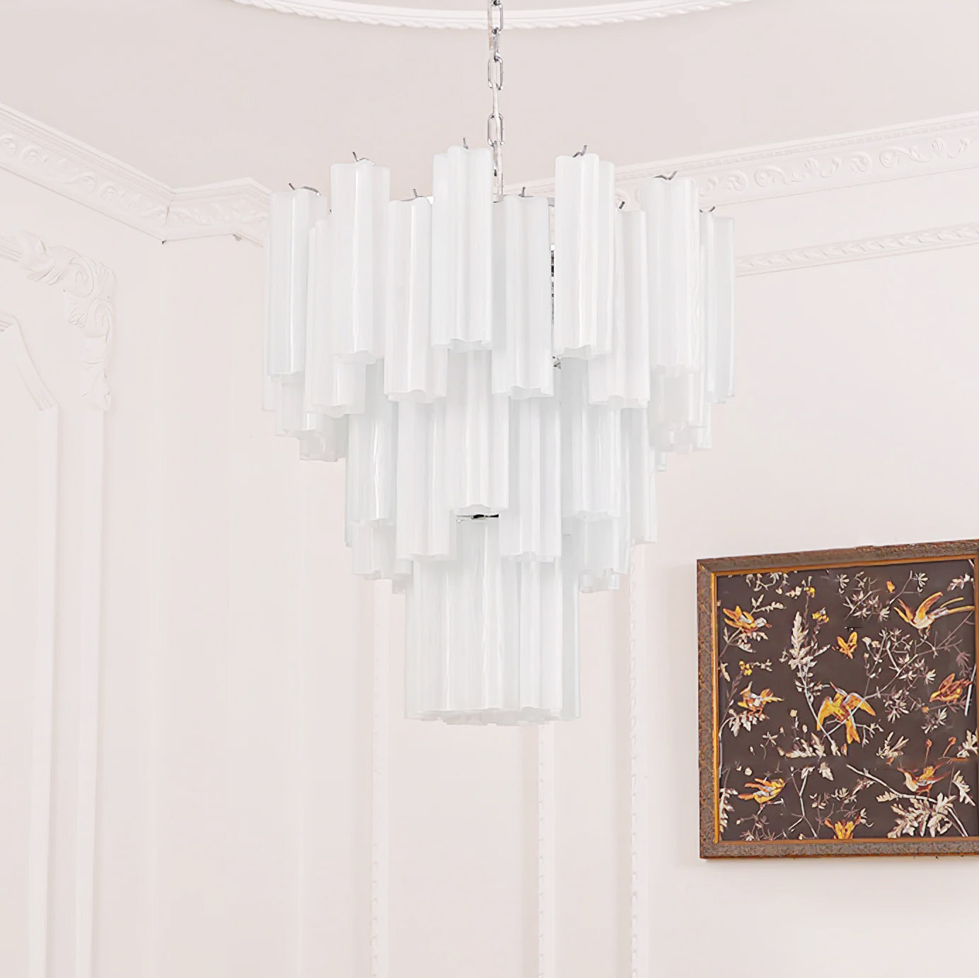 Bryndel Chandelier White Layered Tube-Neutral Decor
