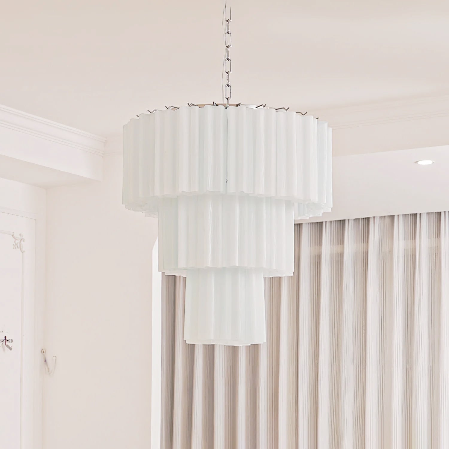 Bryndel Chandelier White Layered Tube-Neutral Decor