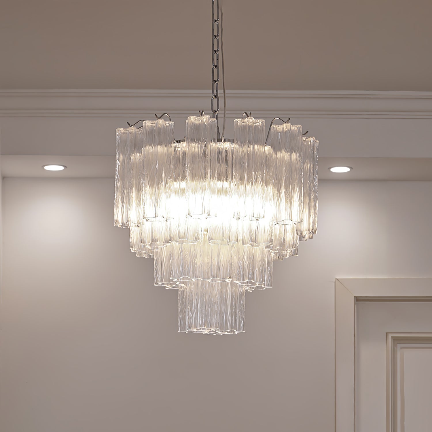 Bryndel Chandelier White Layered Tube-Neutral Decor