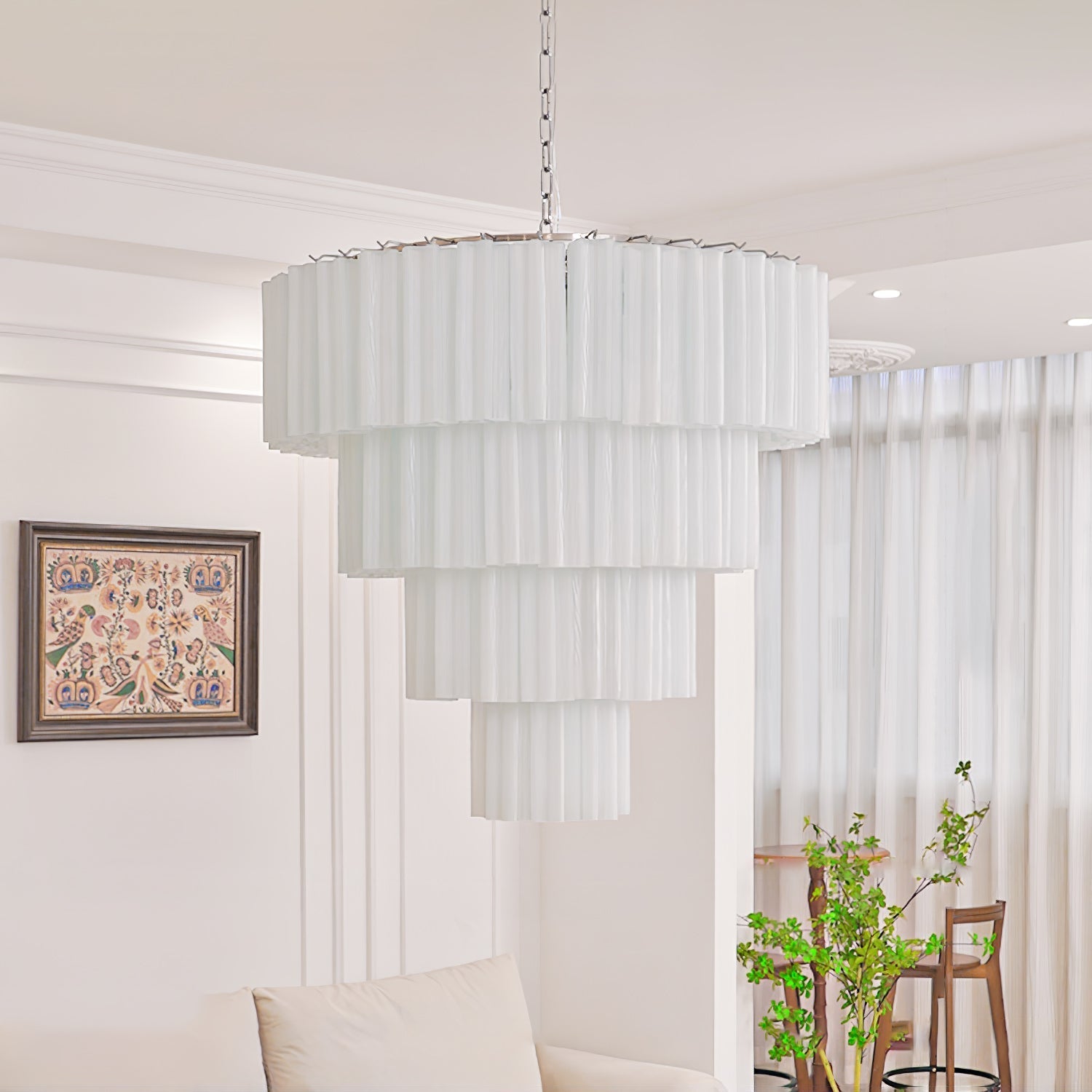Bryndel Chandelier White Layered Tube-Neutral Decor