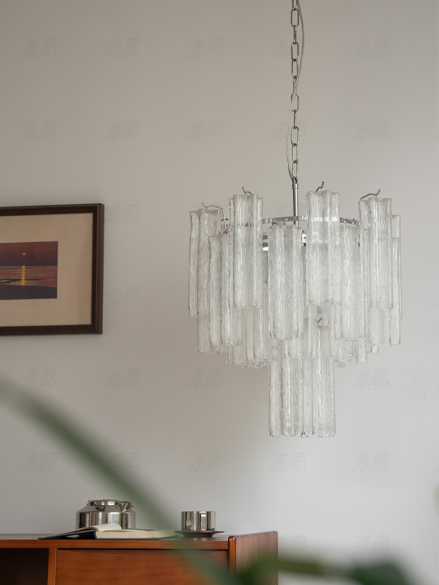 Bryndel Chandelier White Layered Tube-Neutral Decor