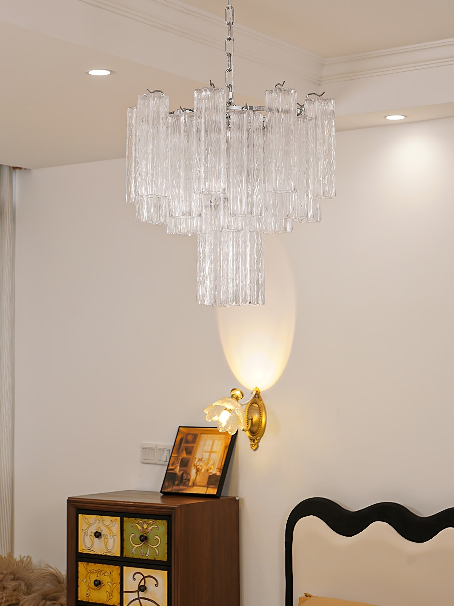 Bryndel Chandelier White Layered Tube-Neutral Decor