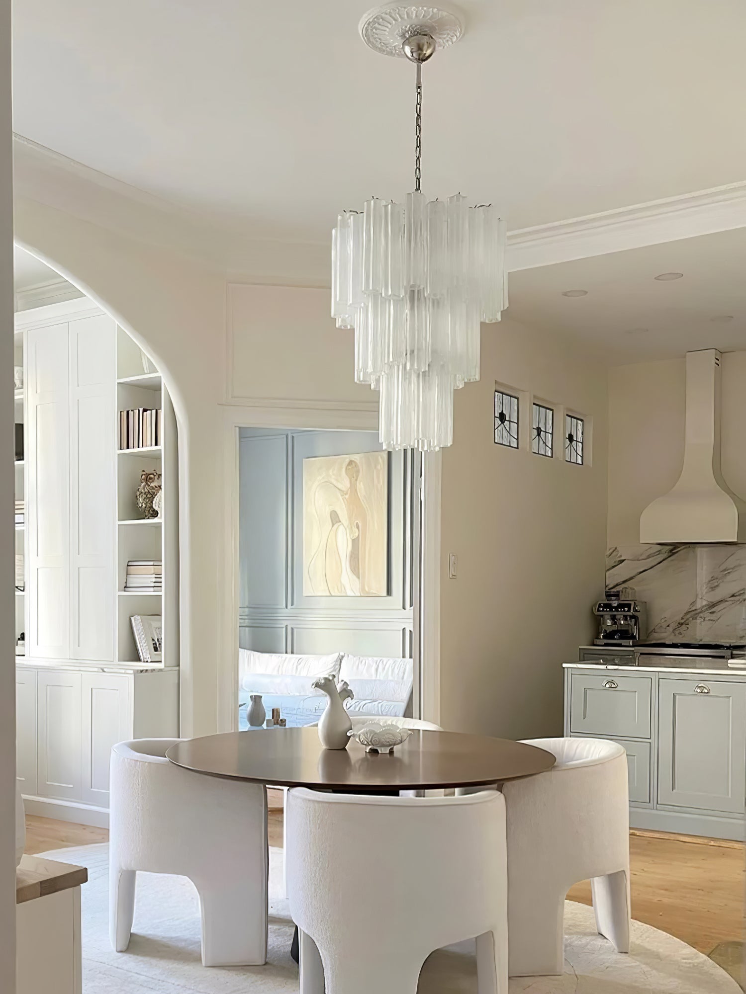 Bryndel Chandelier White Layered Tube-Neutral Decor