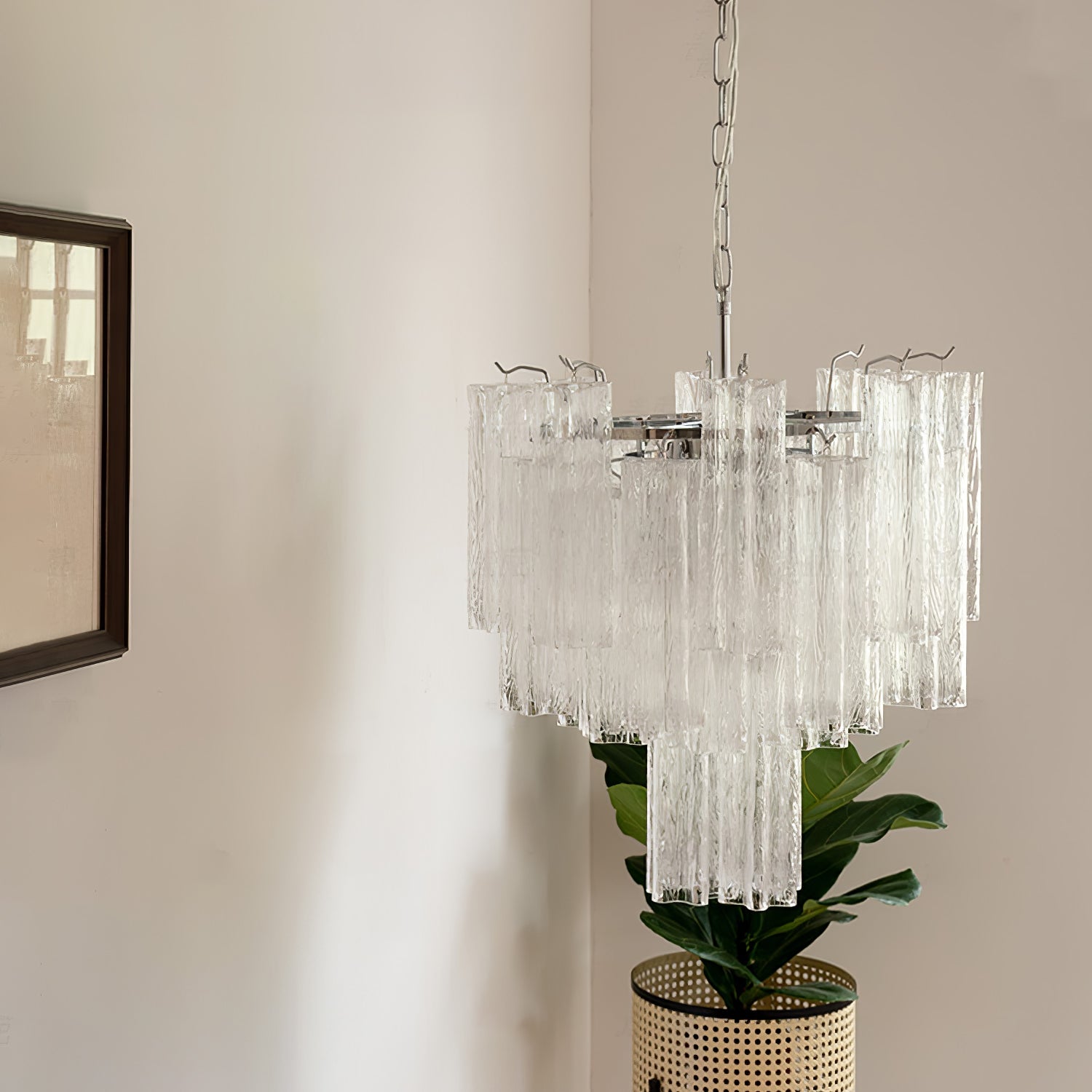 Bryndel Chandelier White Layered Tube-Neutral Decor