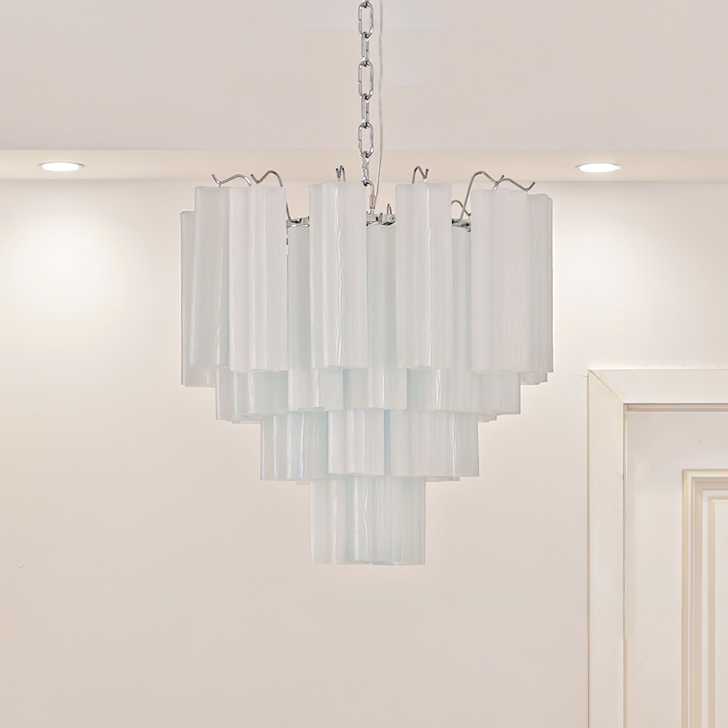 Bryndel Chandelier White Layered Tube-Neutral Decor