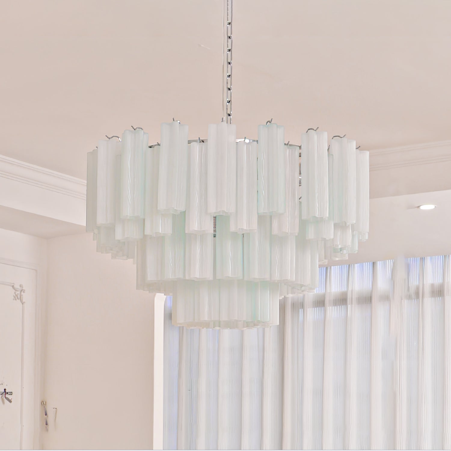 Bryndel Chandelier White Layered Tube-Neutral Decor