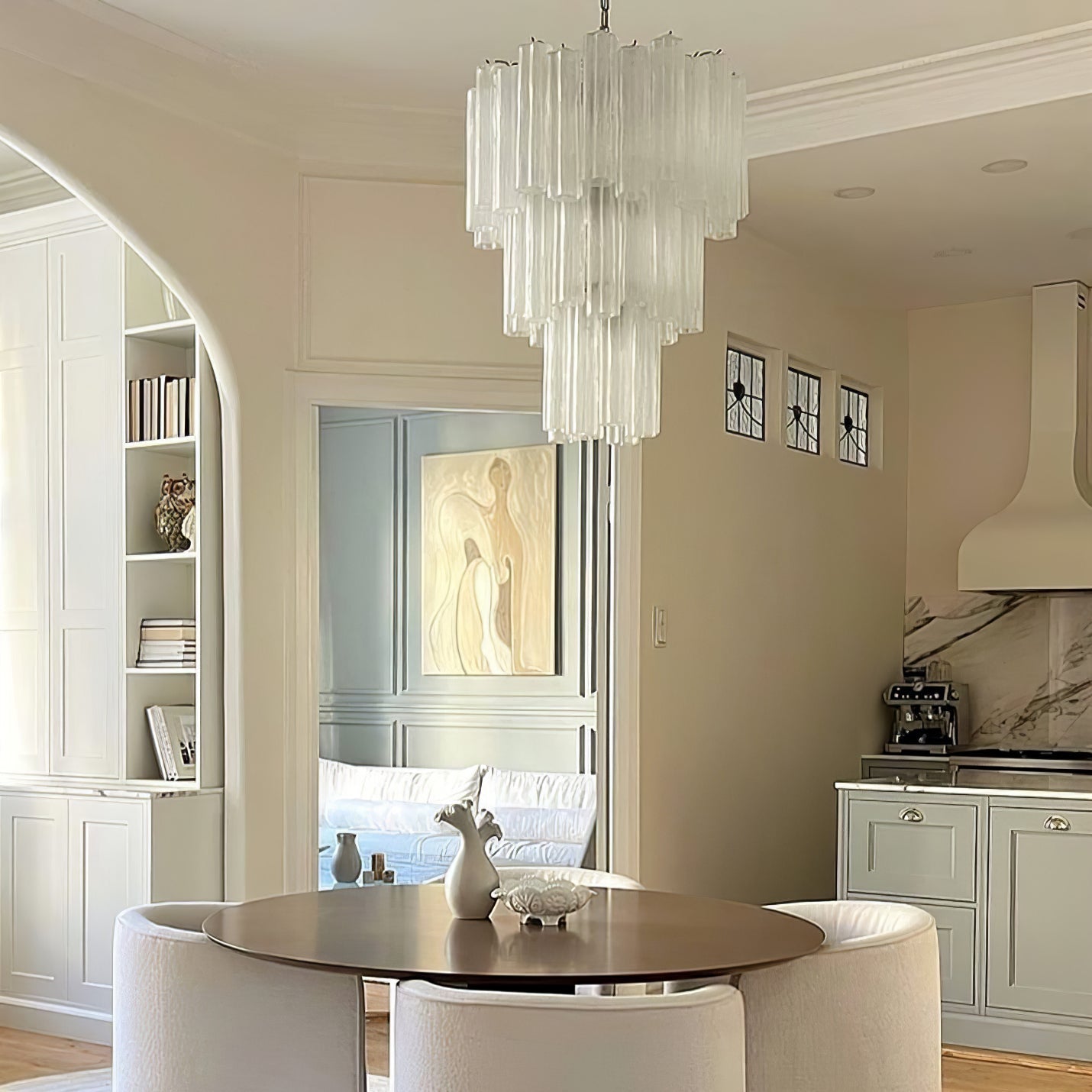 Bryndel Chandelier White Layered Tube-Neutral Decor