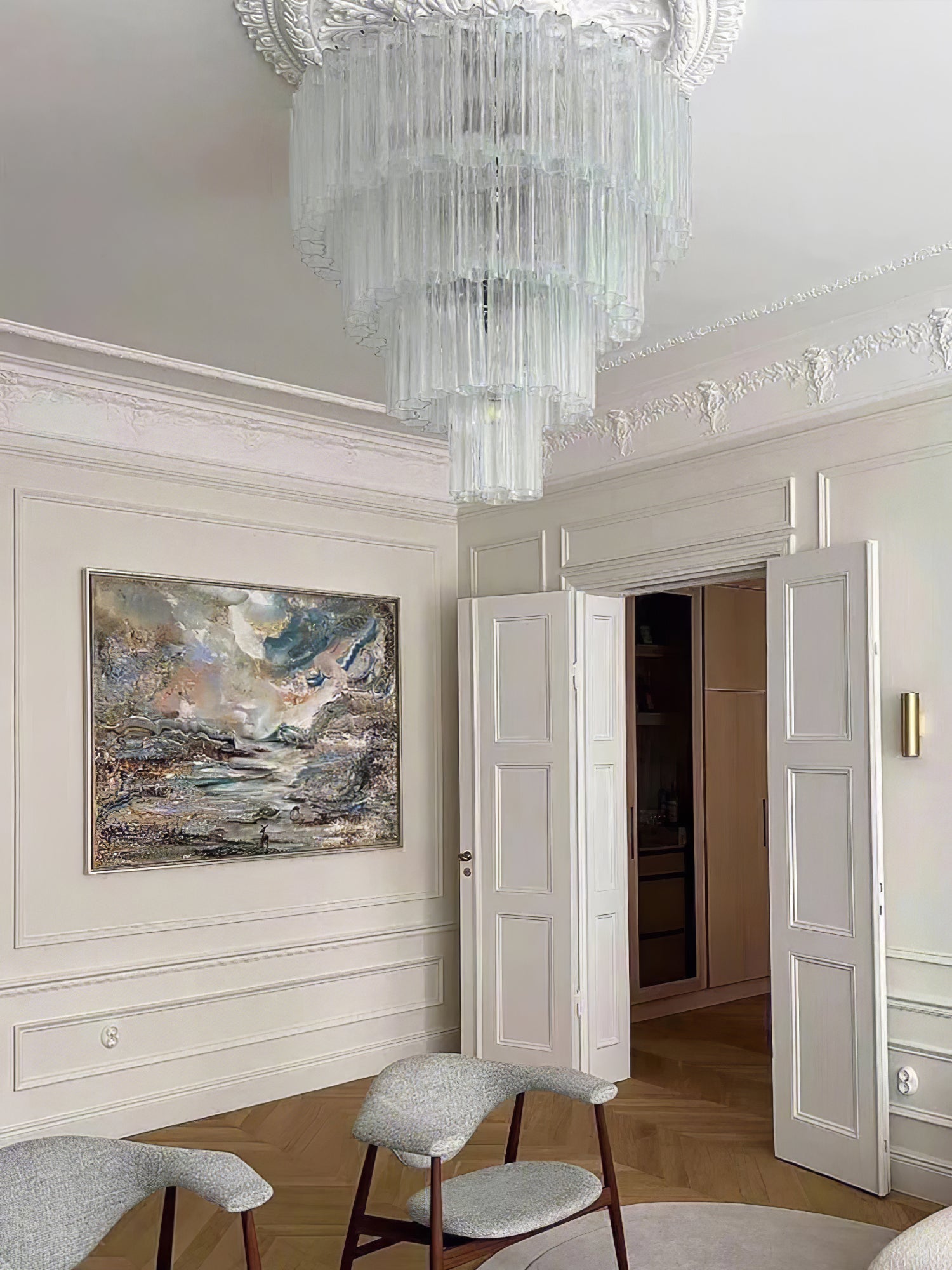 Bryndel Chandelier White Layered Tube-Neutral Decor