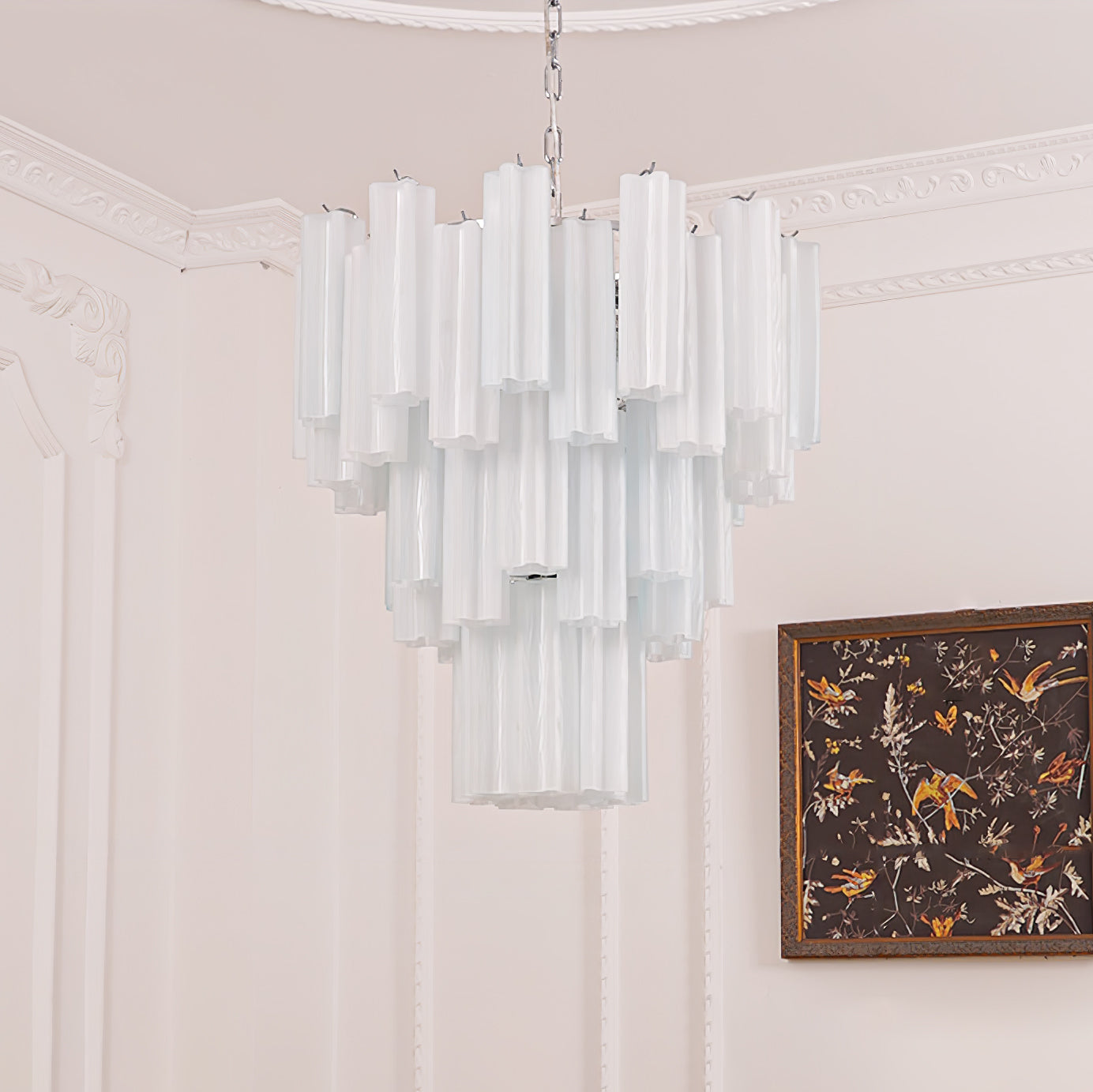 Bryndel Chandelier White Layered Tube-Neutral Decor