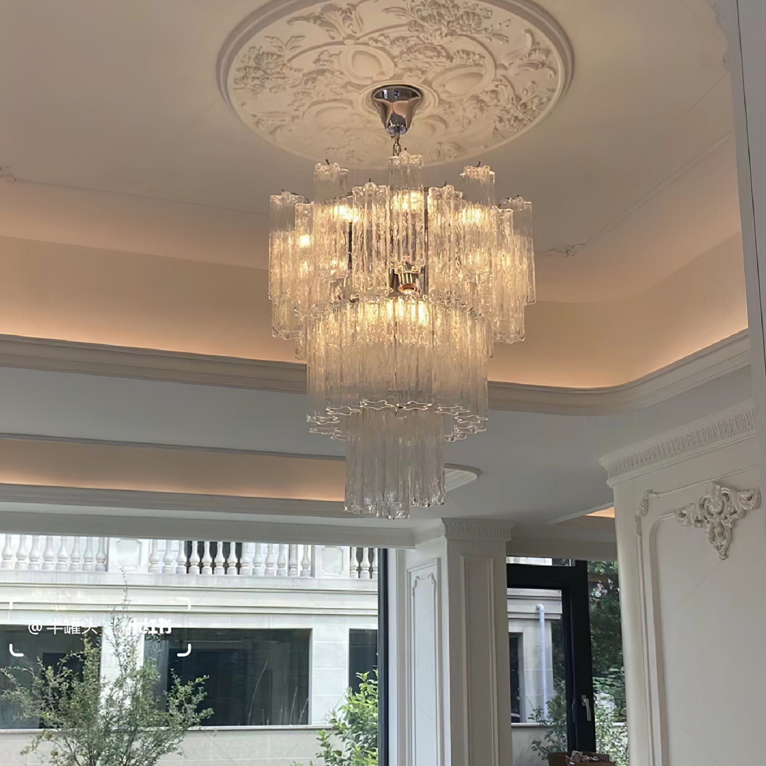 Bryndel Chandelier White Layered Tube-Neutral Decor