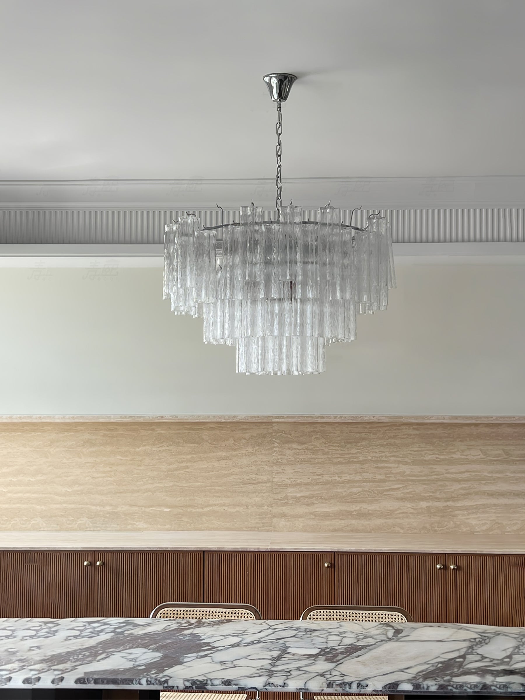 Bryndel Chandelier White Layered Tube-Neutral Decor