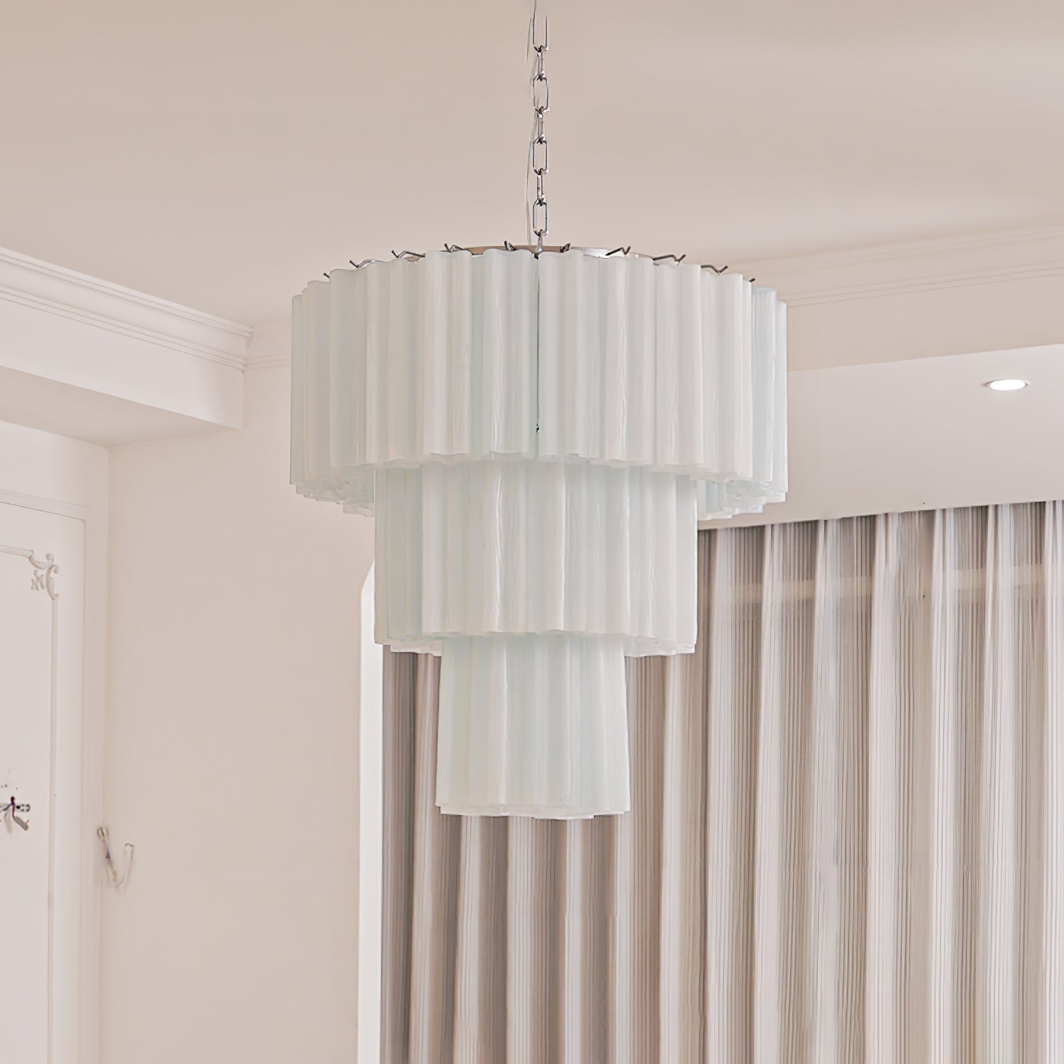 Bryndel Chandelier White Layered Tube-Neutral Decor