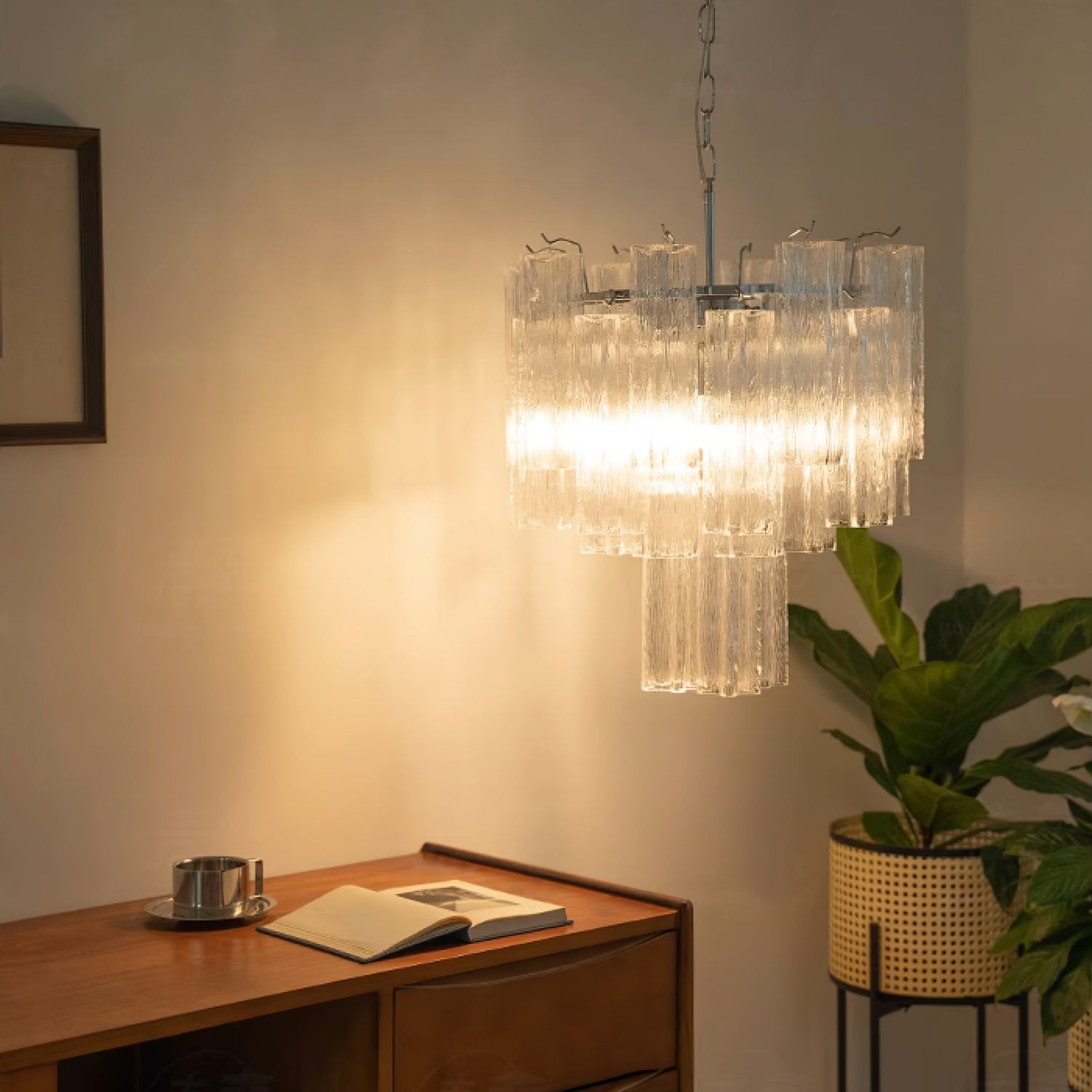 Bryndel Chandelier White Layered Tube-Neutral Decor