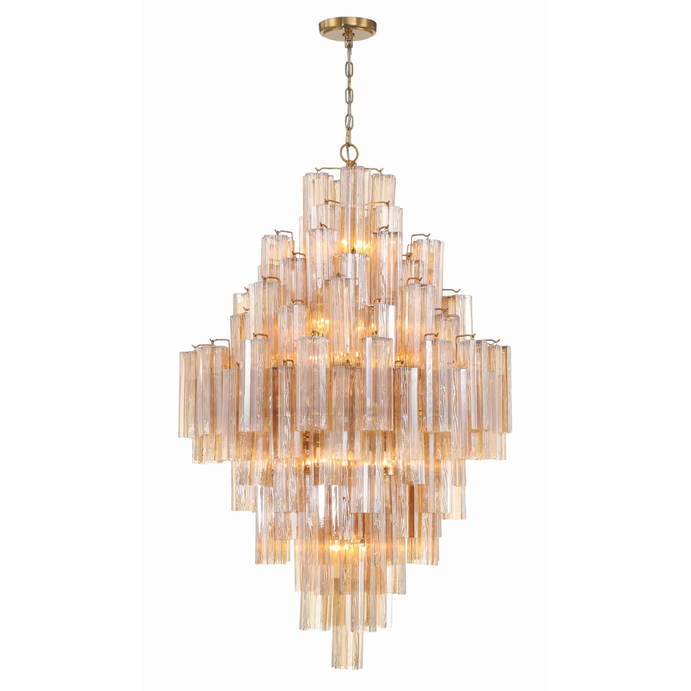 Aurora Diamond Chandelier Glass Tube Layered Amber-Neutral Decor