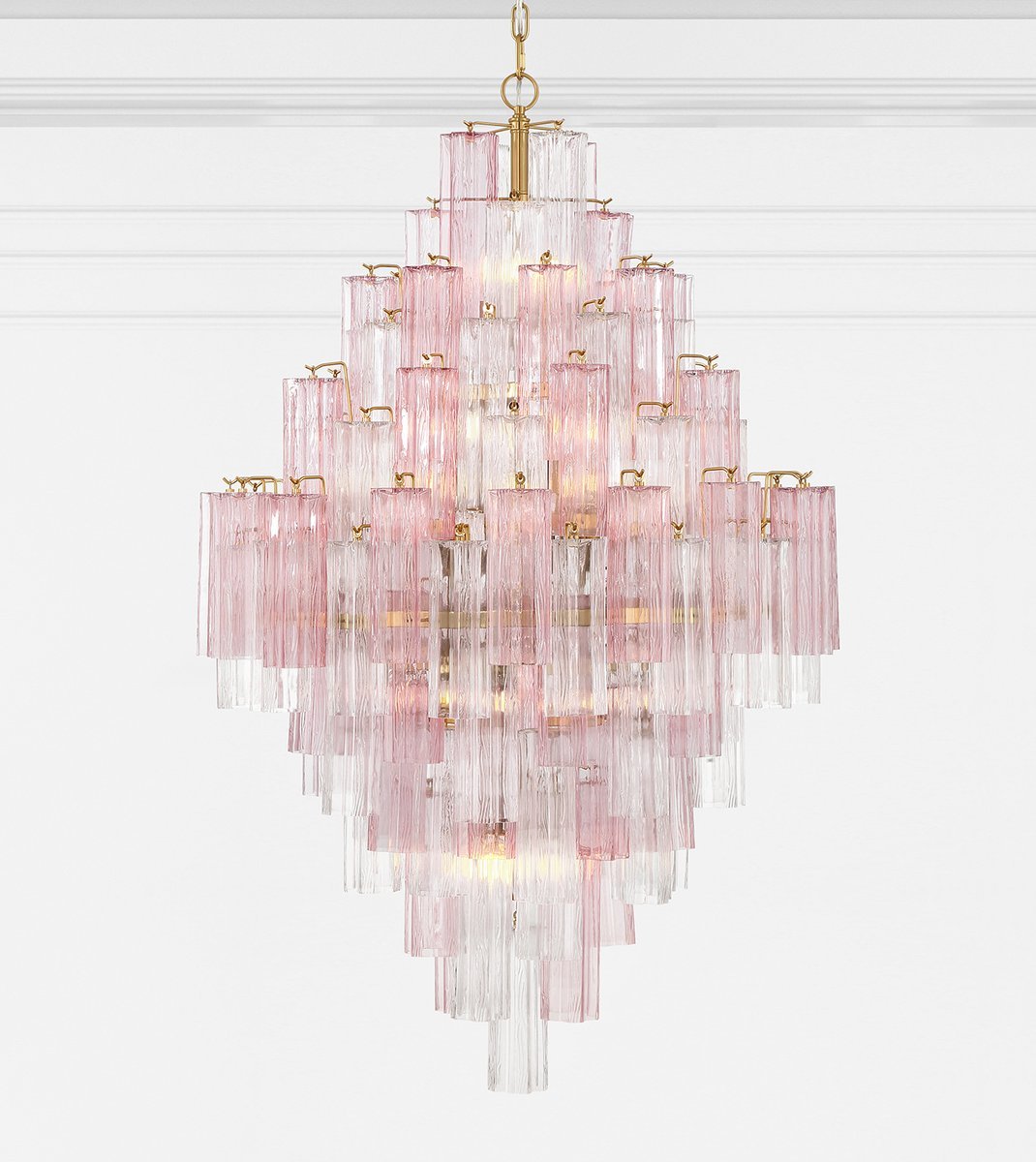 Aurora Diamond Chandelier Glass Tube Layered Amber-Neutral Decor