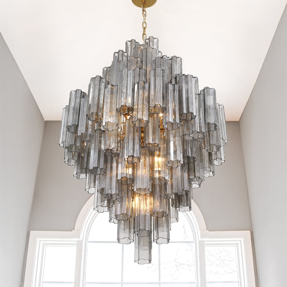 Aurora Diamond Chandelier Glass Tube Layered Amber-Neutral Decor