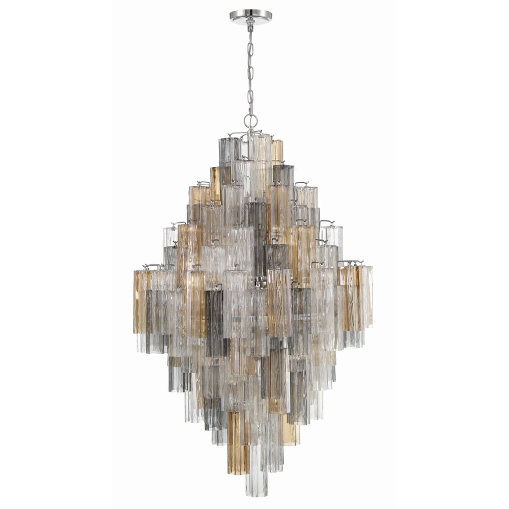 Aurora Diamond Chandelier Glass Tube Layered Amber-Neutral Decor