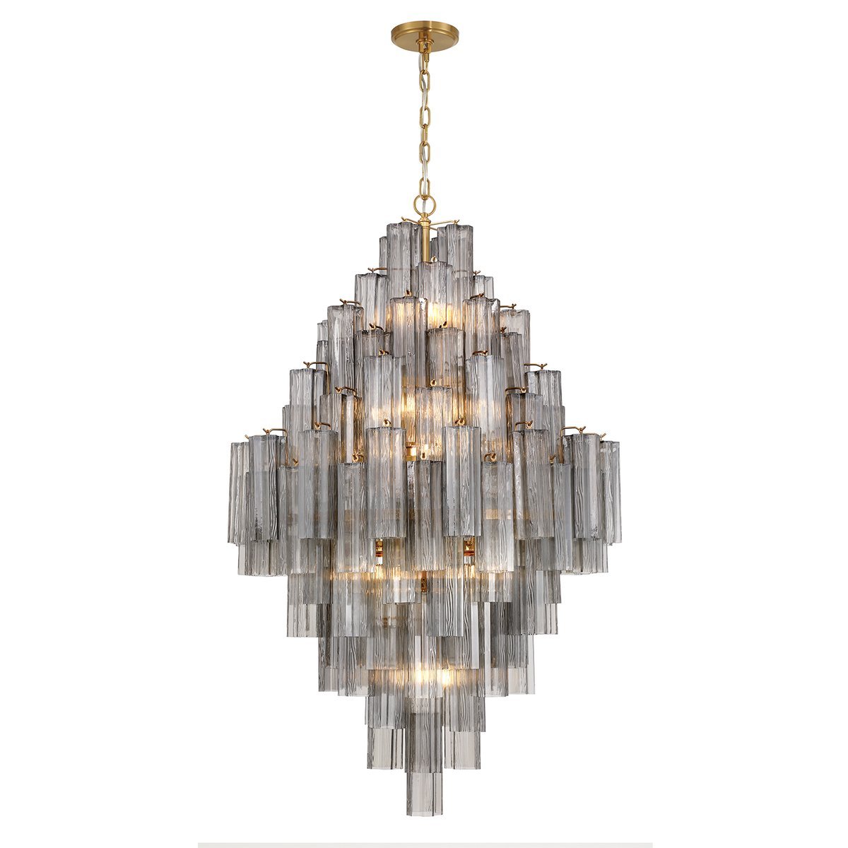 Aurora Diamond Chandelier Glass Tube Layered Amber-Neutral Decor