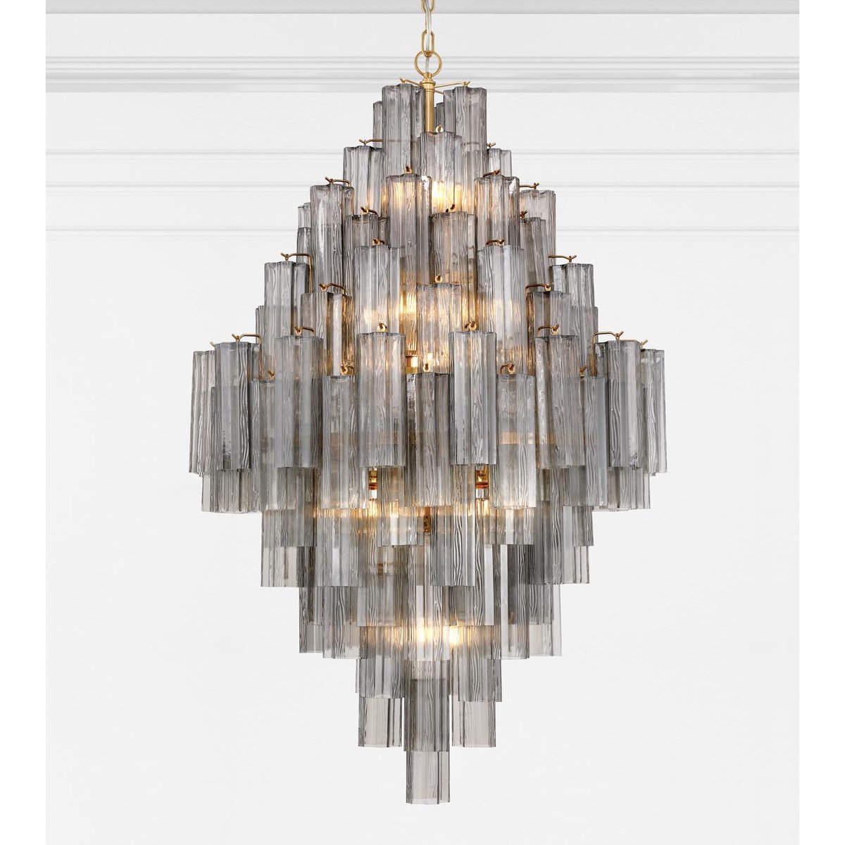 Aurora Diamond Chandelier Glass Tube Layered Amber-Neutral Decor