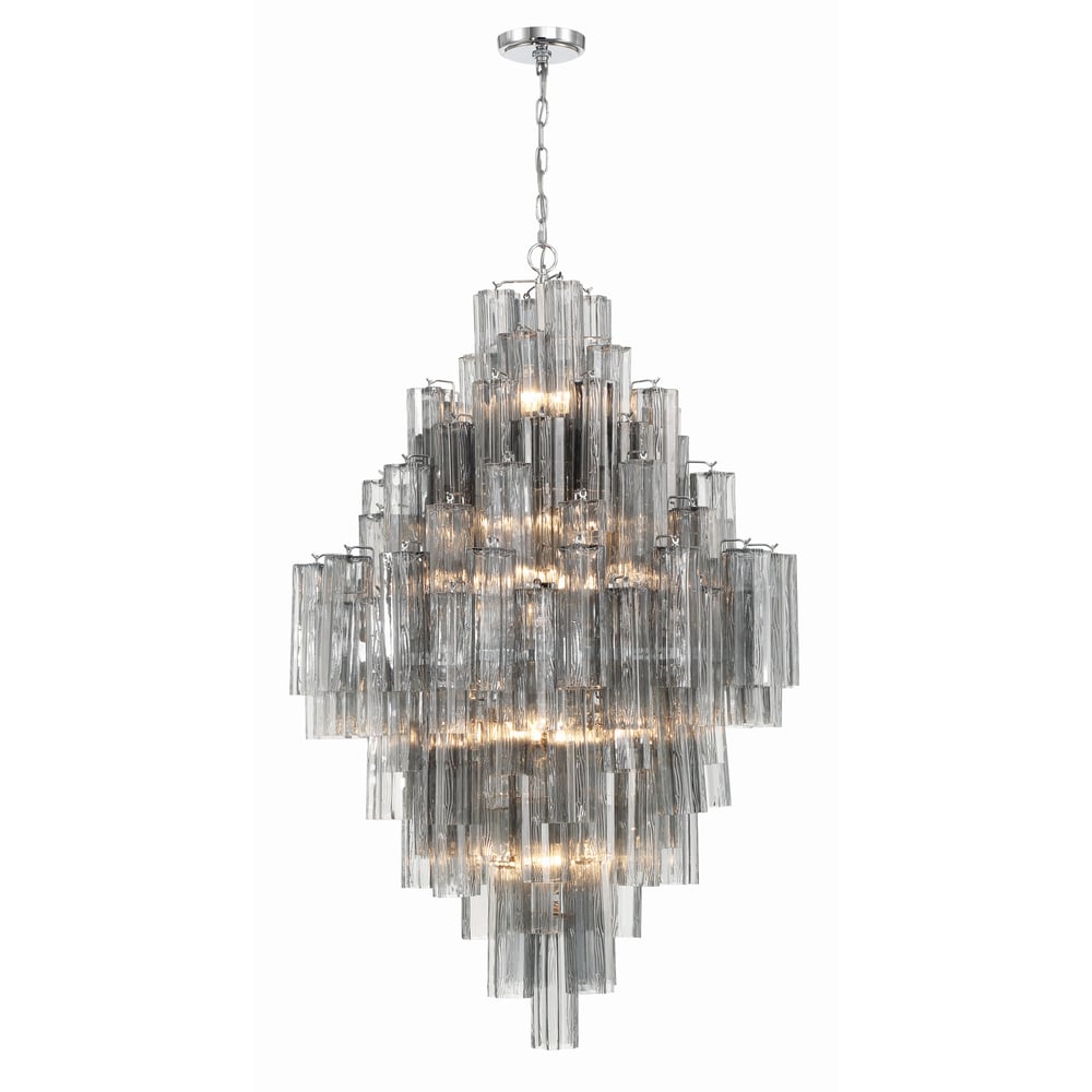 Aurora Diamond Chandelier Glass Tube Layered Amber-Neutral Decor