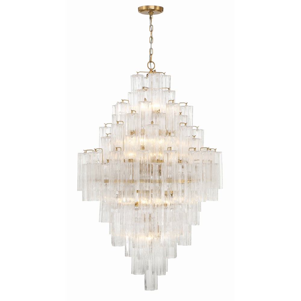 Aurora Diamond Chandelier Glass Tube Layered Amber-Neutral Decor